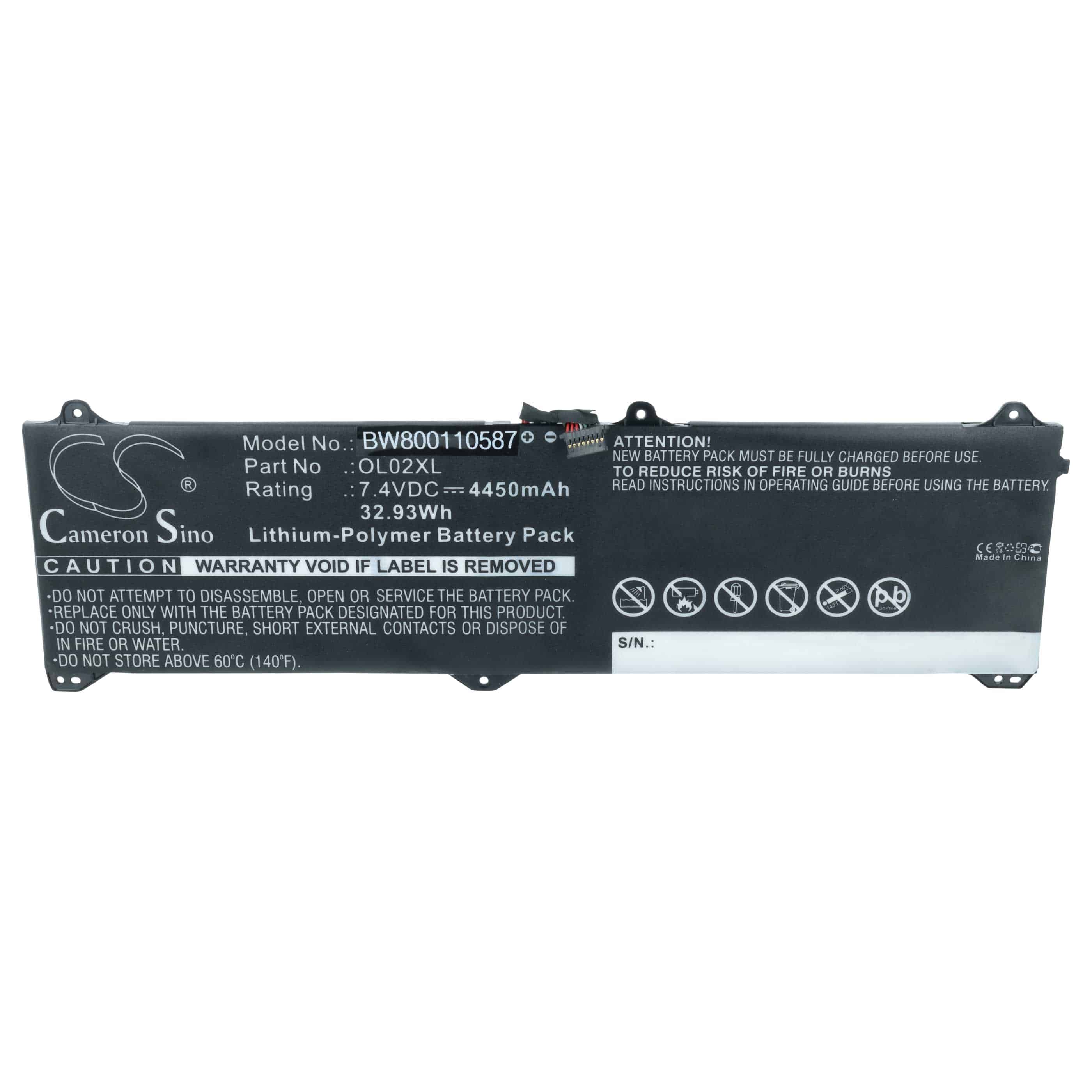 Akumulator do laptopa zamiennik OL02XL - 4450 mAh 7,4 V LiPo, czarny