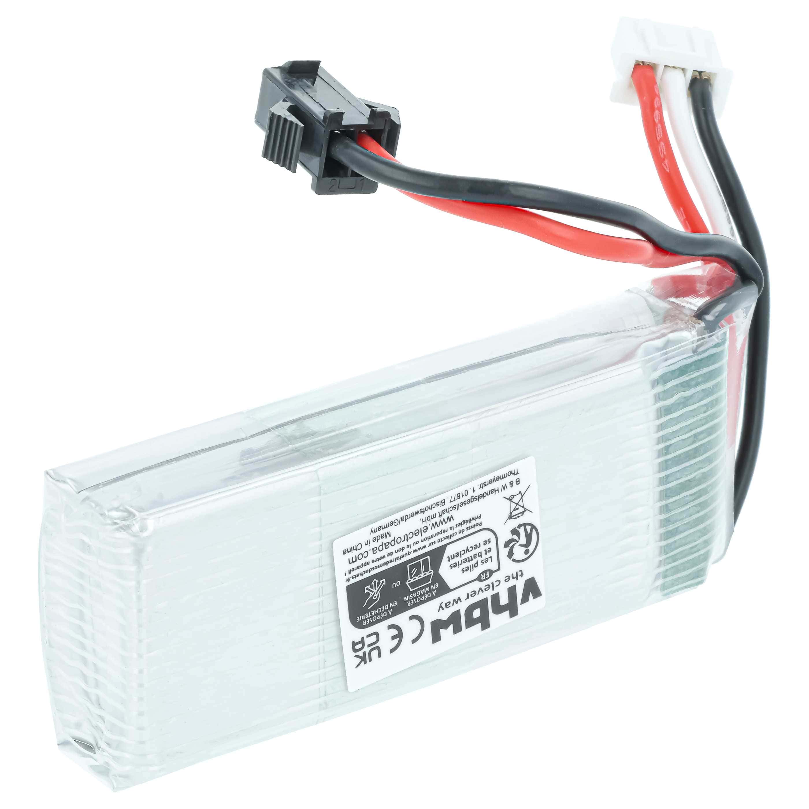 Batterie modèle radio-télécommandé - 850mAh 7,4V Li-polymère, SM-2P