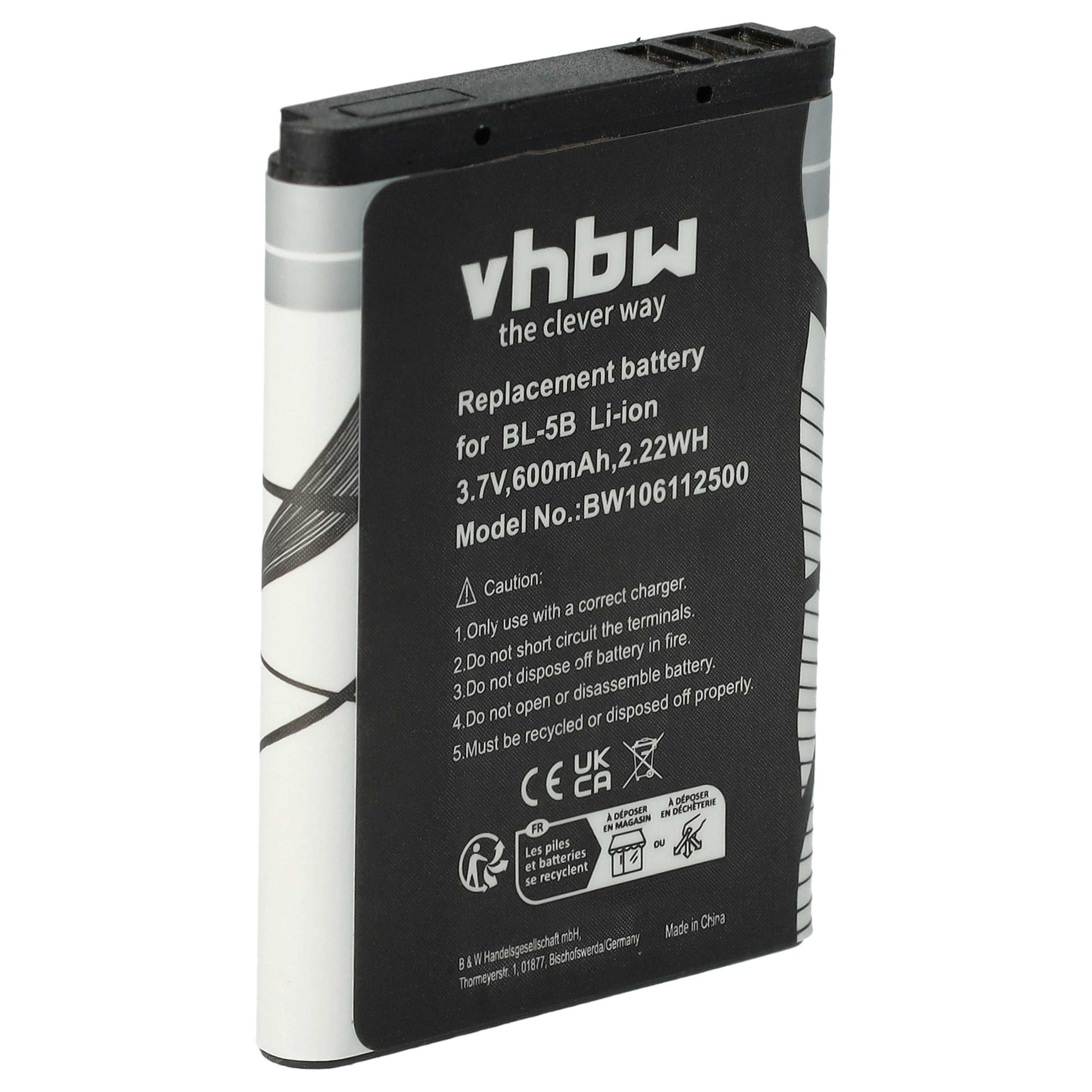 Batería reemplaza Blu N5B80T para móvil, teléfono Vodafone - 600 mAh 3,7 V Li-Ion
