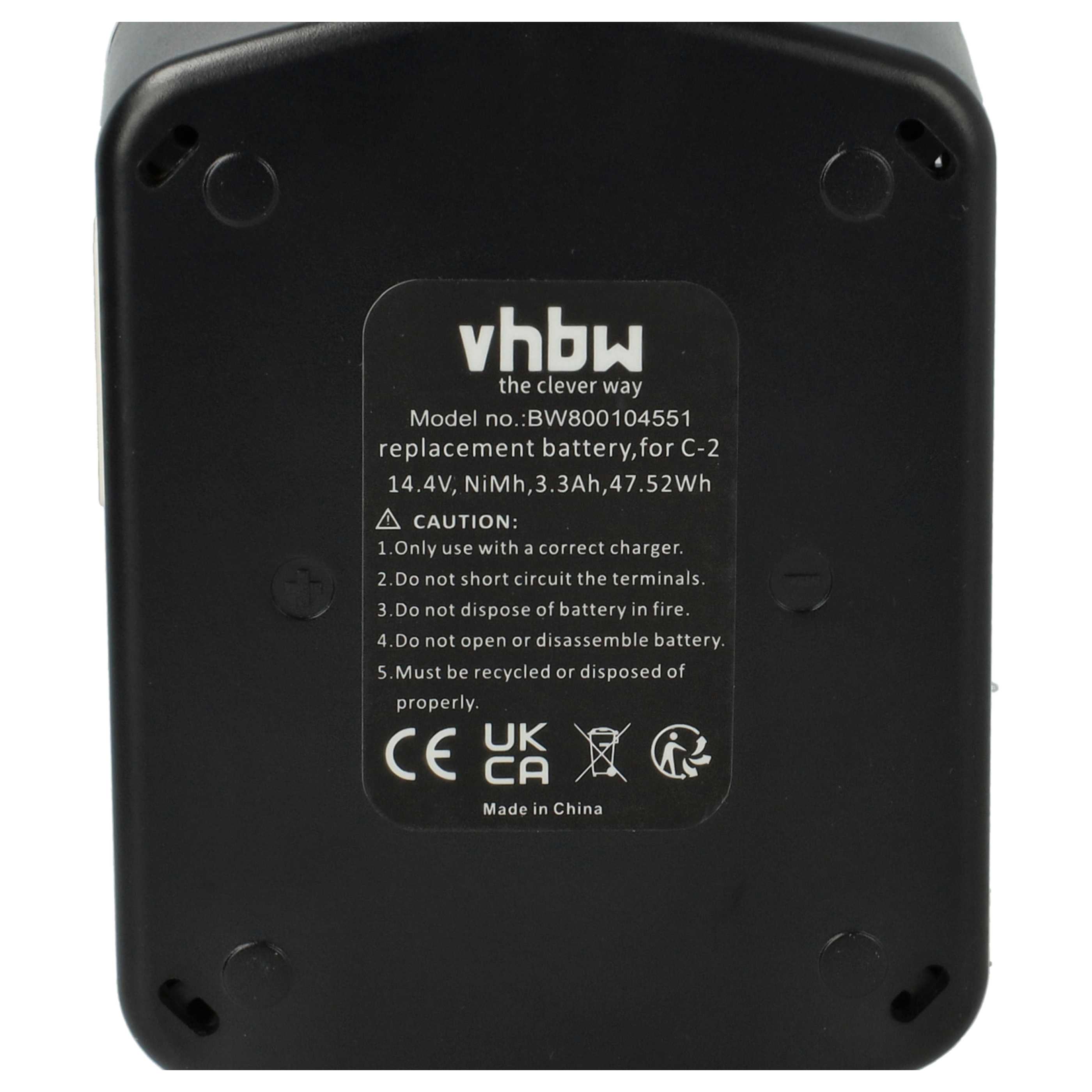 2x Battery replaces Hitachi 319104, 315129, 315130, 315128 Electric Power Tool - 3300 mAh, 14.4 V, NiMH