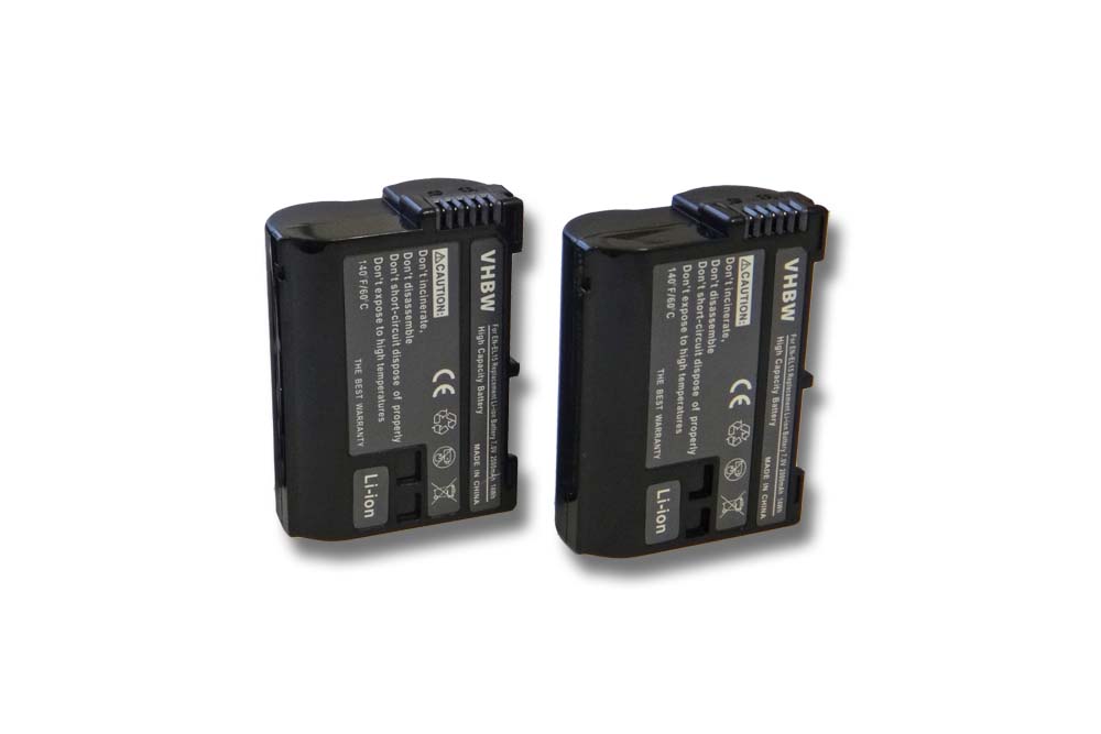 Batteries (2x pièces) remplace Nikon EN-EL15, EN-EL15b, EN-EL15A pour appareil photo - 2000mAh 7V Li-ion