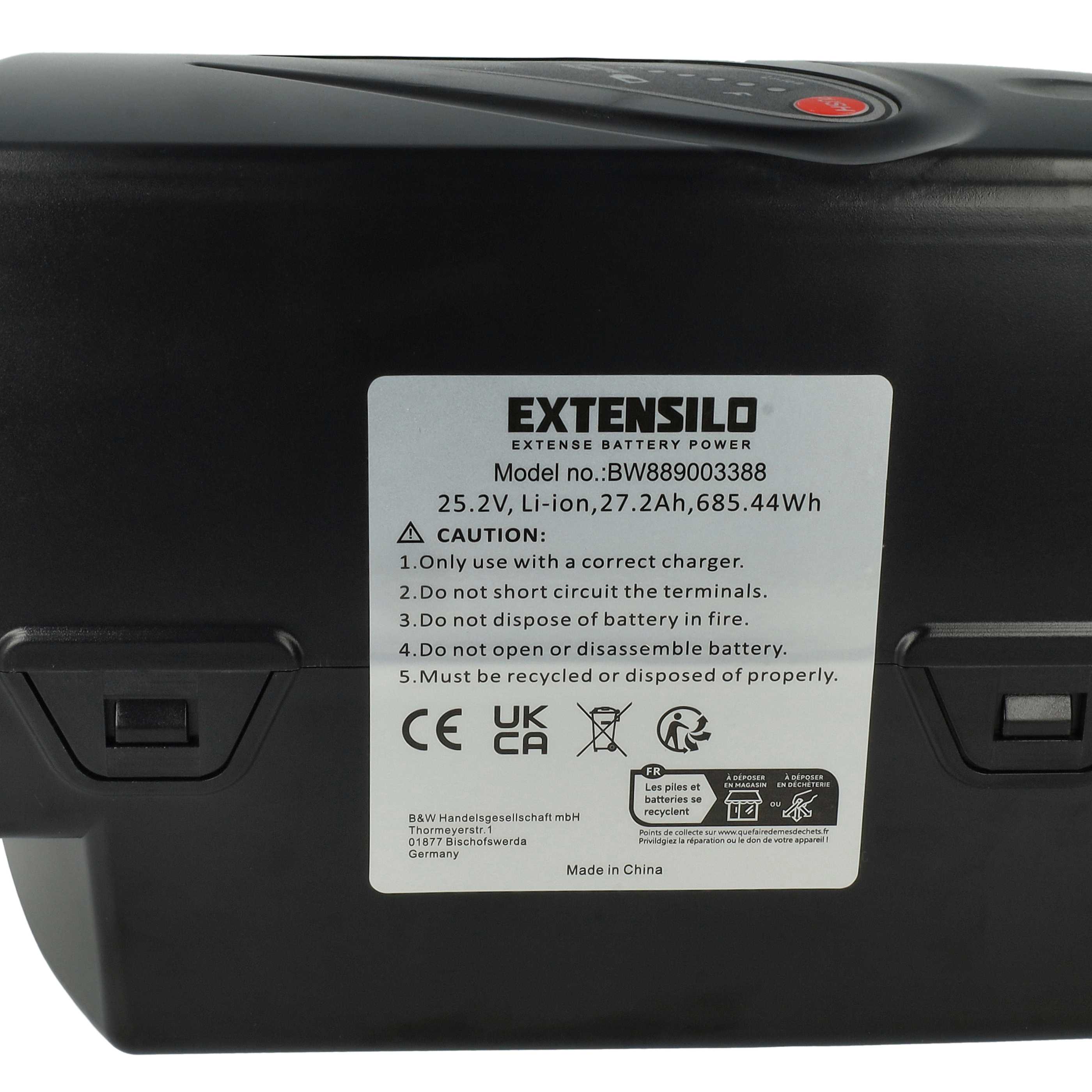 E-Bike Battery Replacement for Panasonic NKY 224B02, NKY 226B02, NKY 210B02 - 27.2 Ah 26 V Li-Ion, black