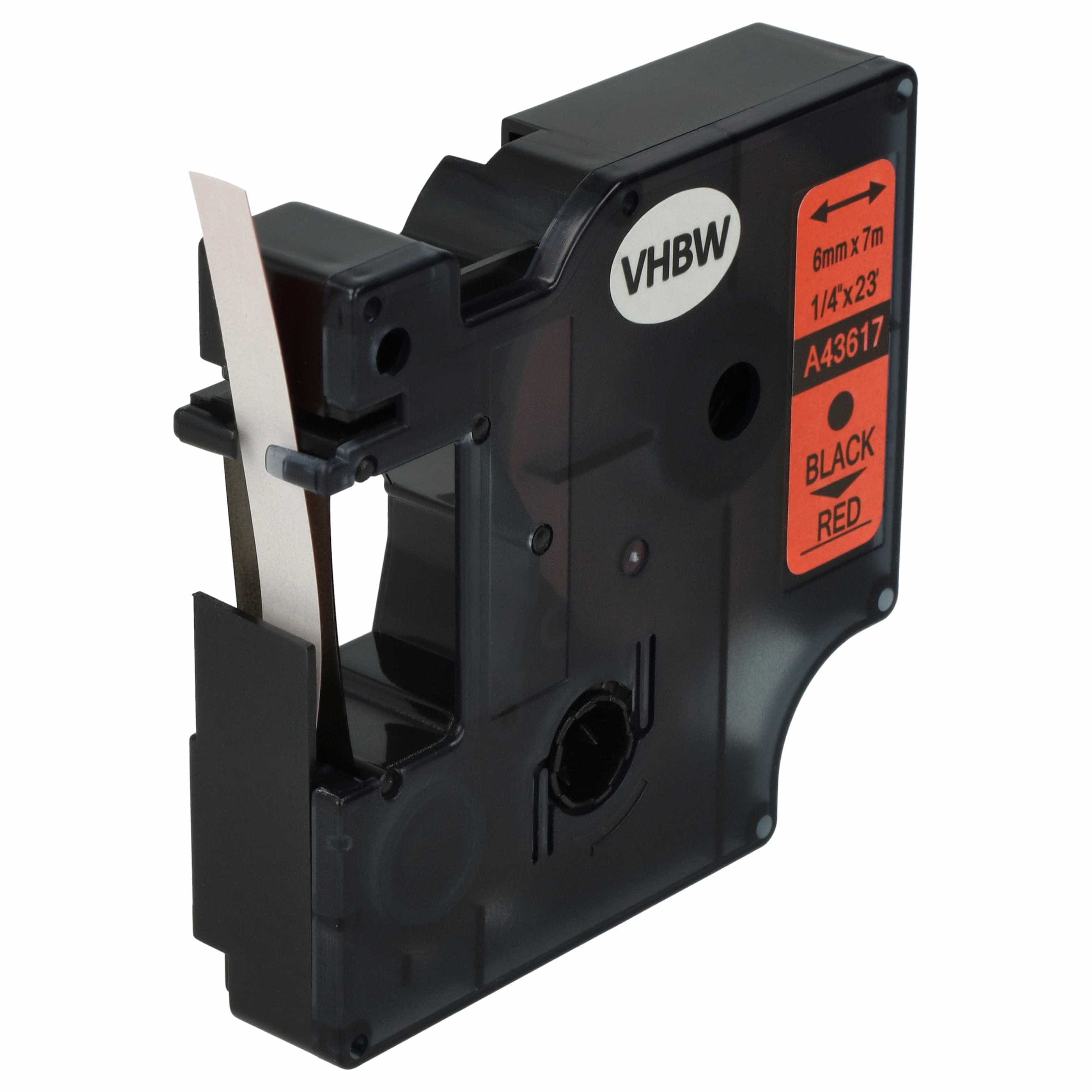 Label Tape replaces Dymo D1, 43617 - 6 mm Black to Red
