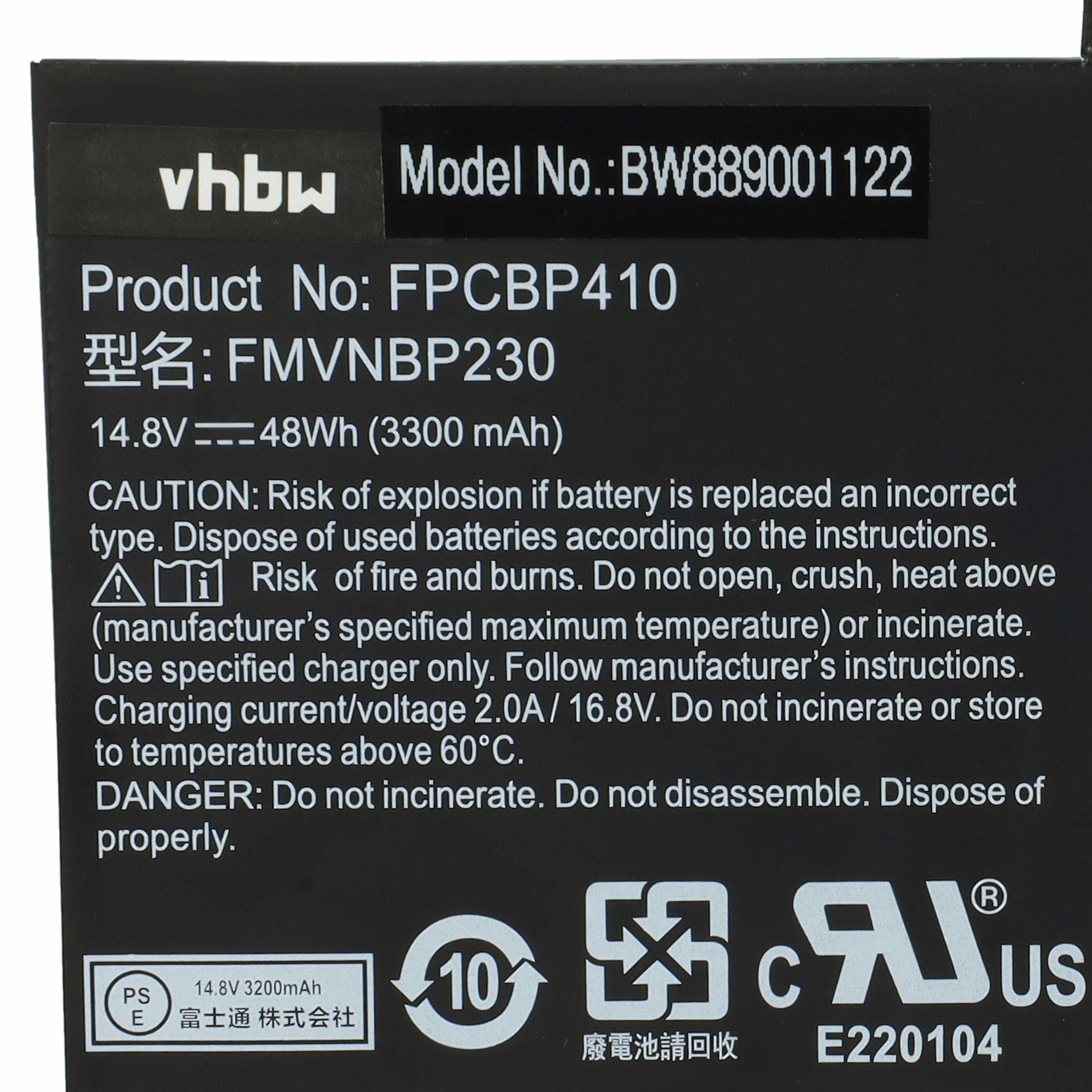 Notebook-Akku als Ersatz für Fujitsu FPCBP410, FMVNBP230, FPB0304 - 3300mAh 14,8V Li-Polymer