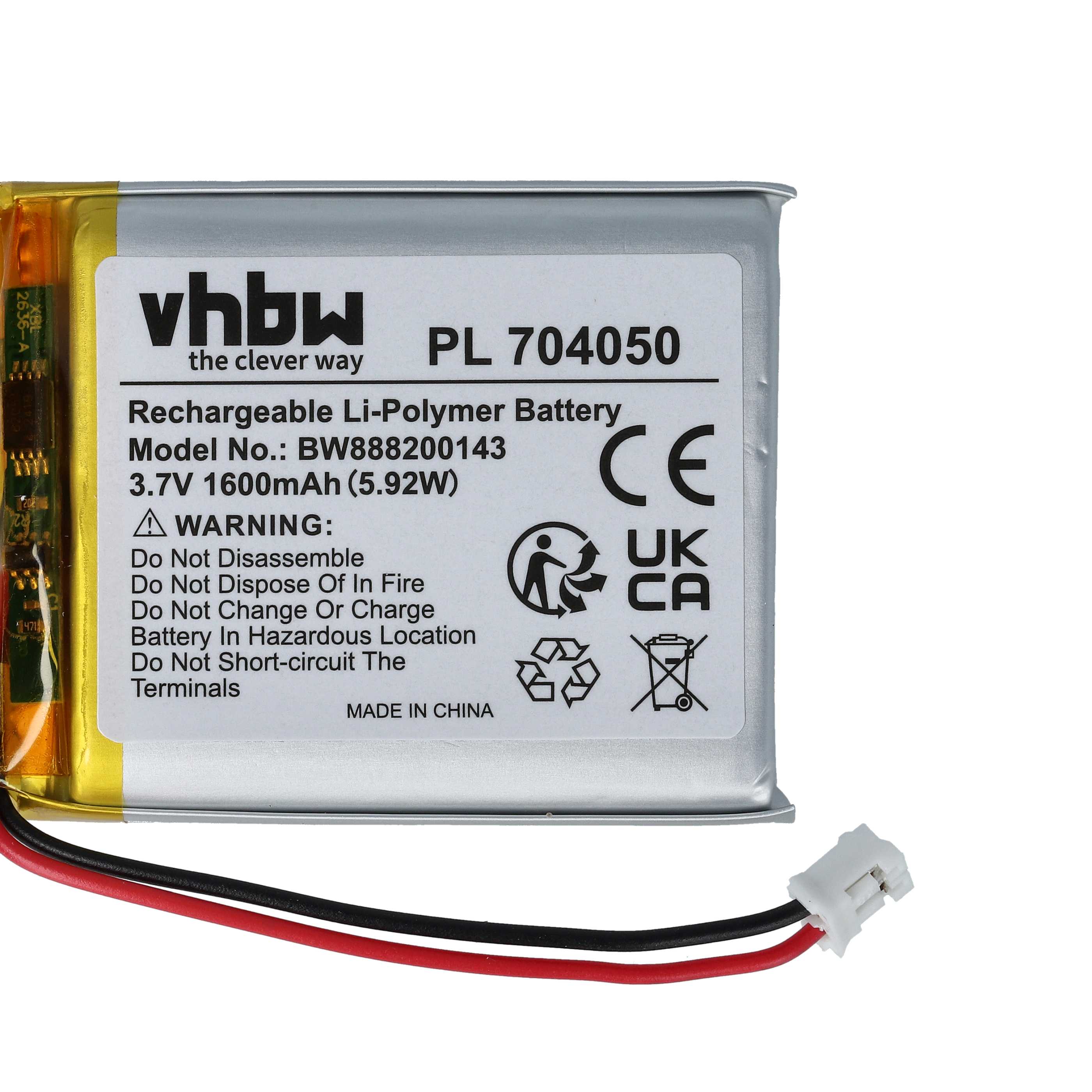 2x Akku als Ersatz für Fatboy PN704050 für Fatboy - 1600mAh 3,7V Li-Polymer