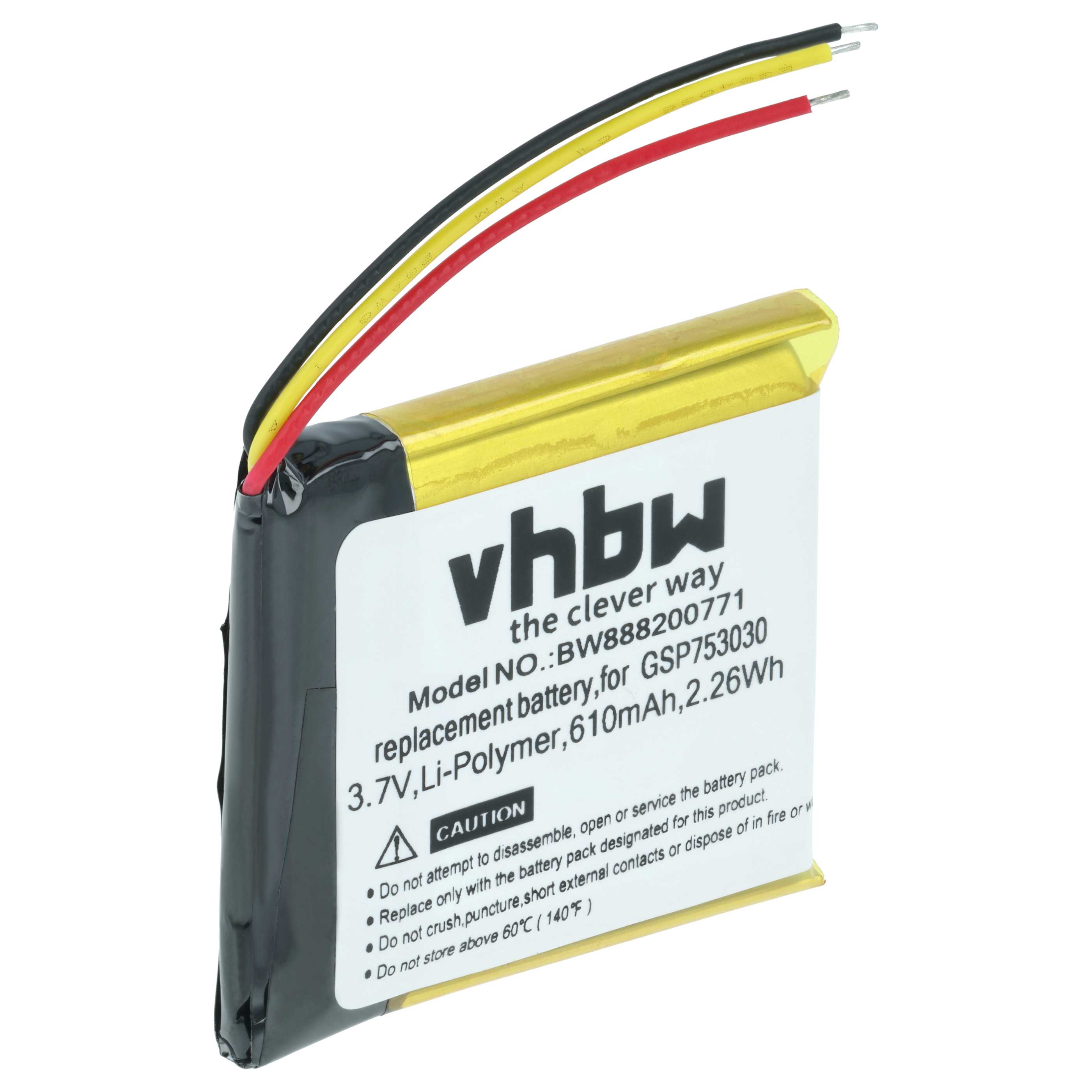 Batteria sostituisce JBL GSP753030, 633331 per auricolari cuffie - 610mAh 3,7V Li-Poly