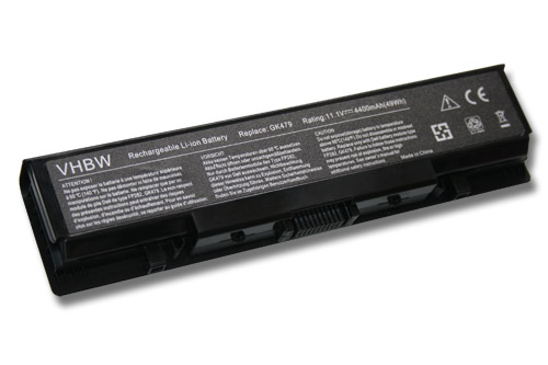 Notebook Battery Replacement for Dell 312-0513, 312-0518, 312-0520, 312-0504 - 4400mAh 11.1V Li-Ion, black