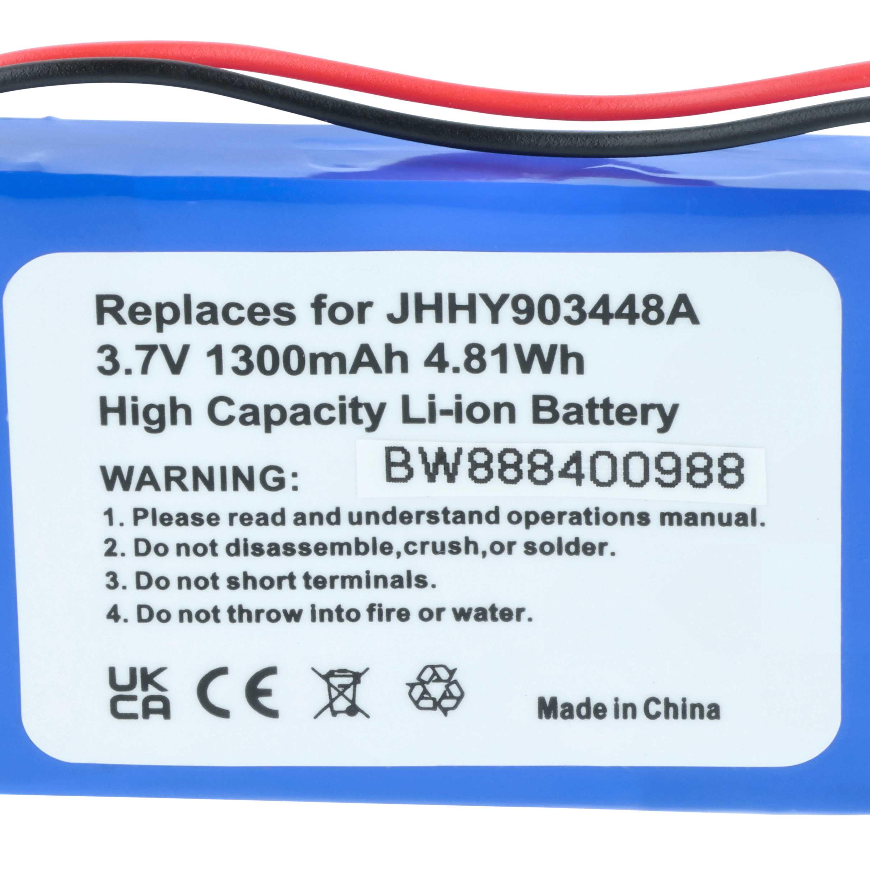 Radio Battery replaces Albrecht 083448, JHHY903448A - 1300 mAh 3.7 V Li-Ion