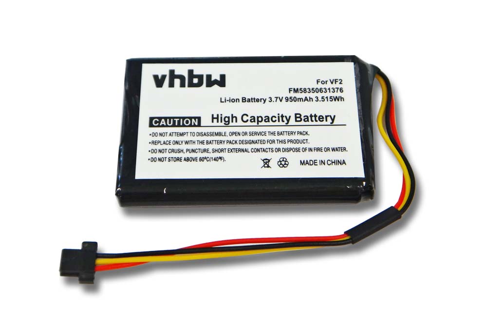 Batterie remplace TomTom FM58350631376, VF6S, VF2, AHA11110005, VF6D pour navigation GPS - 950mAh 3,7V Li-ion
