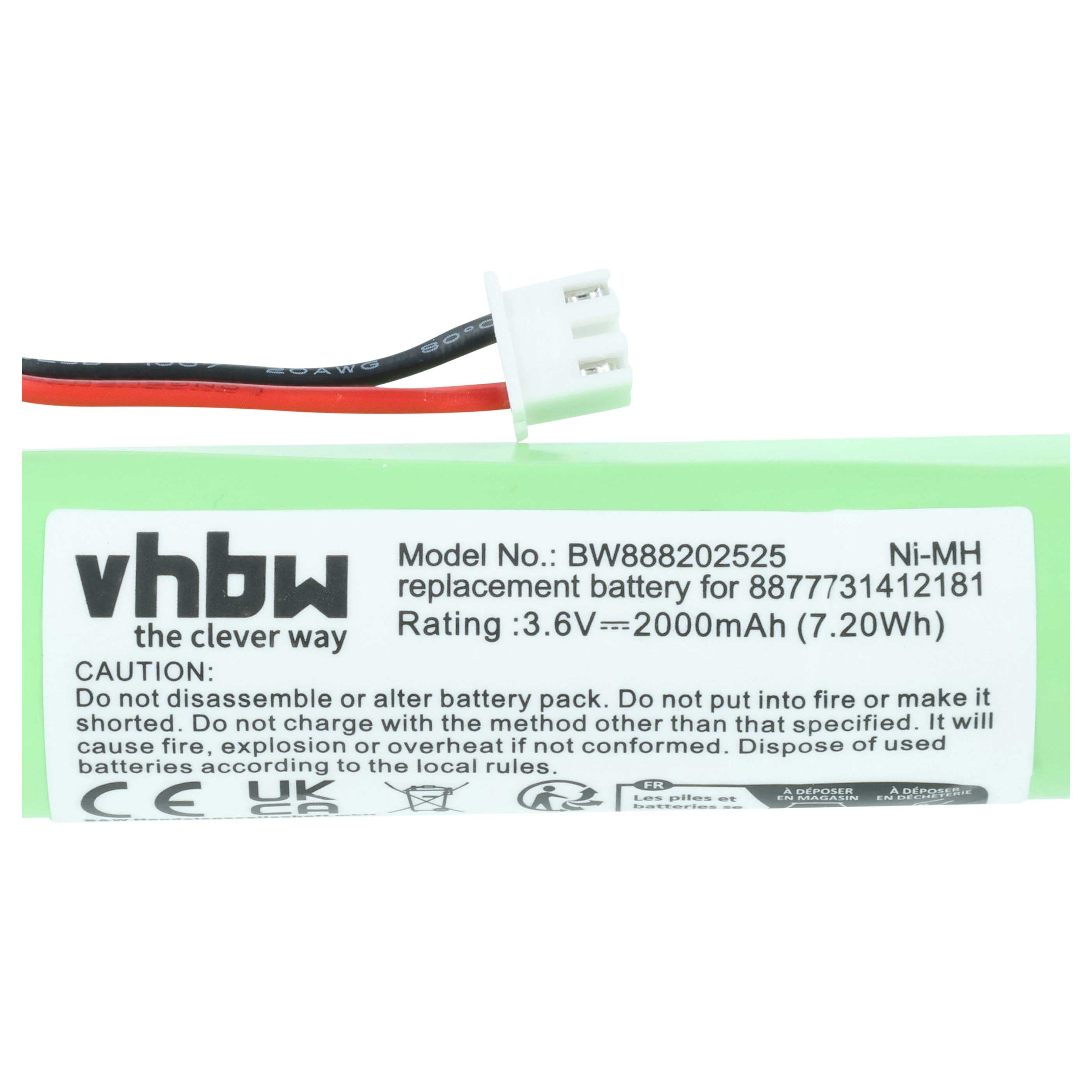 Battery replaces Hurricane 8877731412181 for Hurricane 2000mAh, 3.6V, NiMH