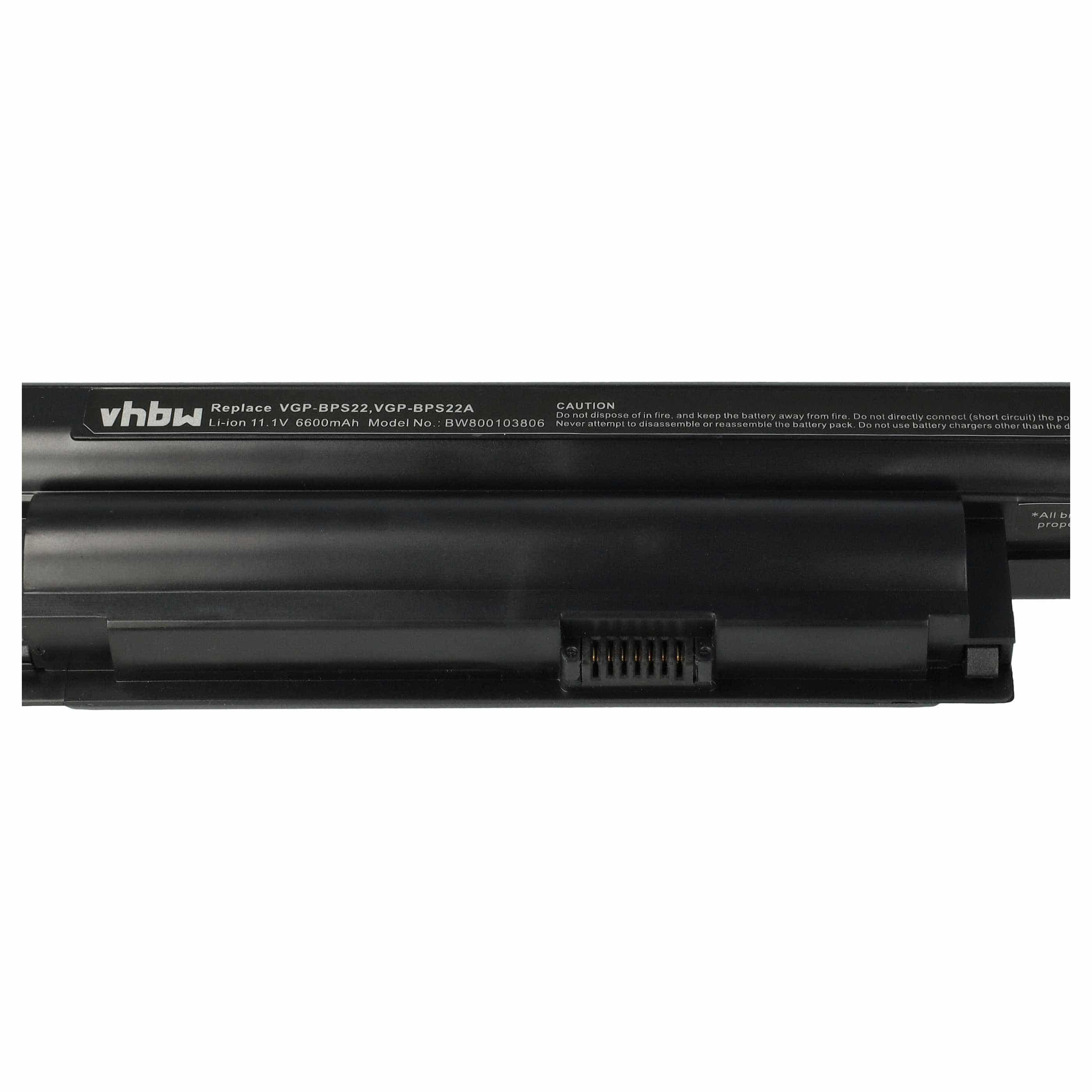 Akumulator do laptopa zamiennik Sony VGP-BPS22/A, VGP-BPL22, VGP-BPS22 - 6600 mAh 11,1 V Li-Ion, czarny