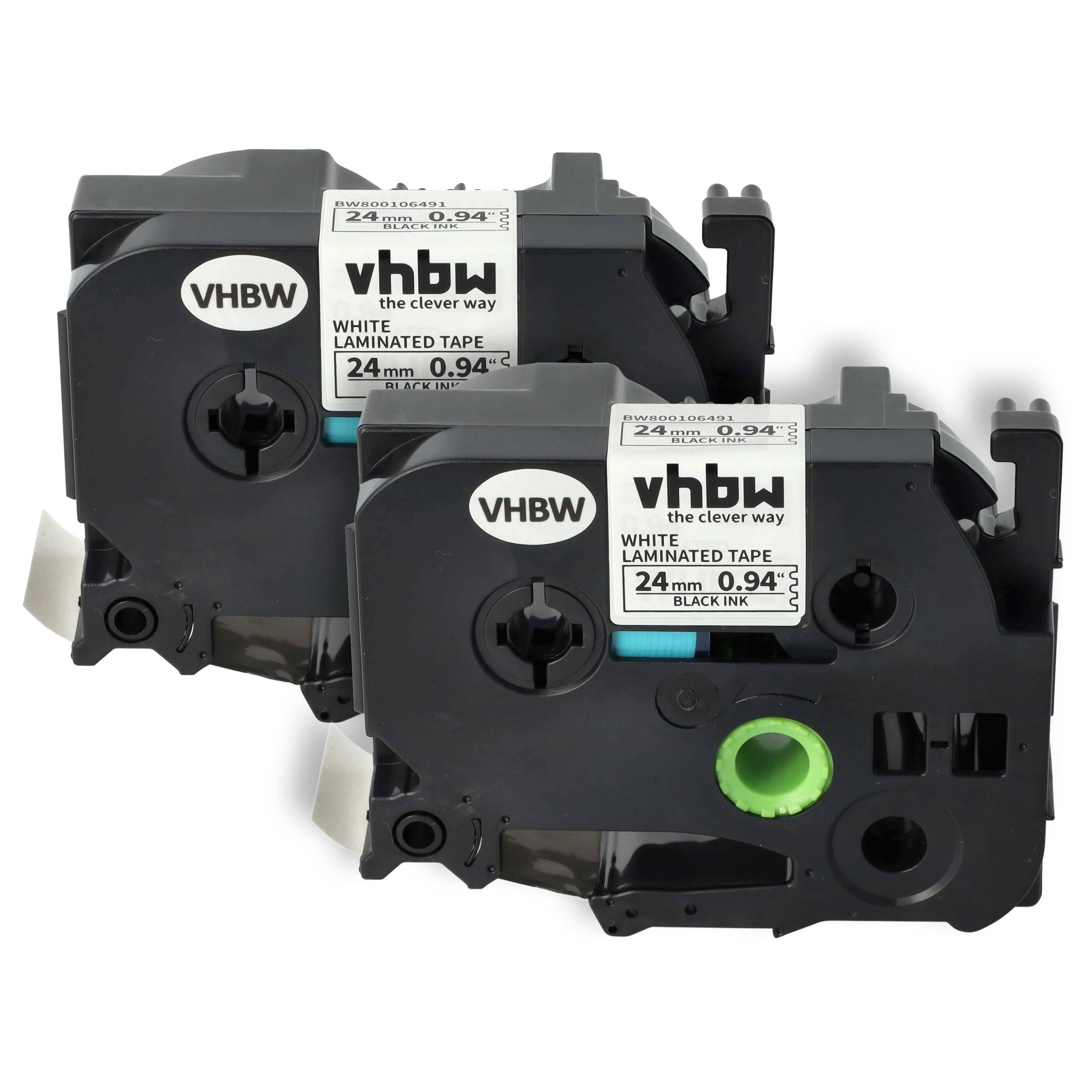 2x Label Tape replaces Brother TZ-251, TZE-251 - 24 mm Black to White