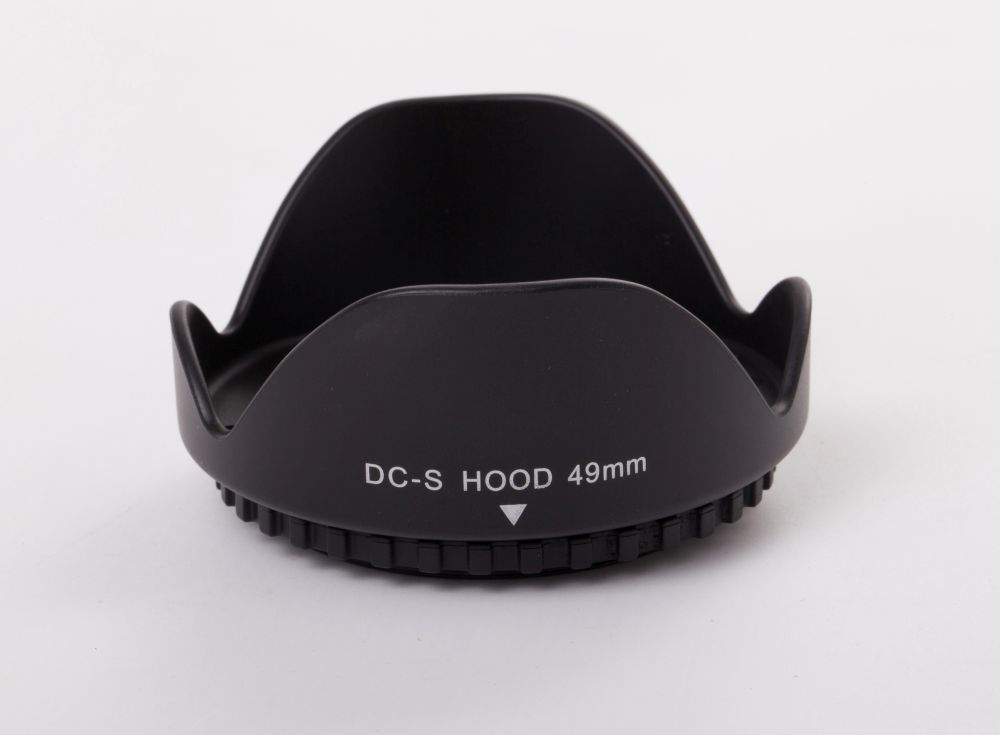 Lens Hood suitable for 49mm Lens - Lens Shade Black, tulip-shaped