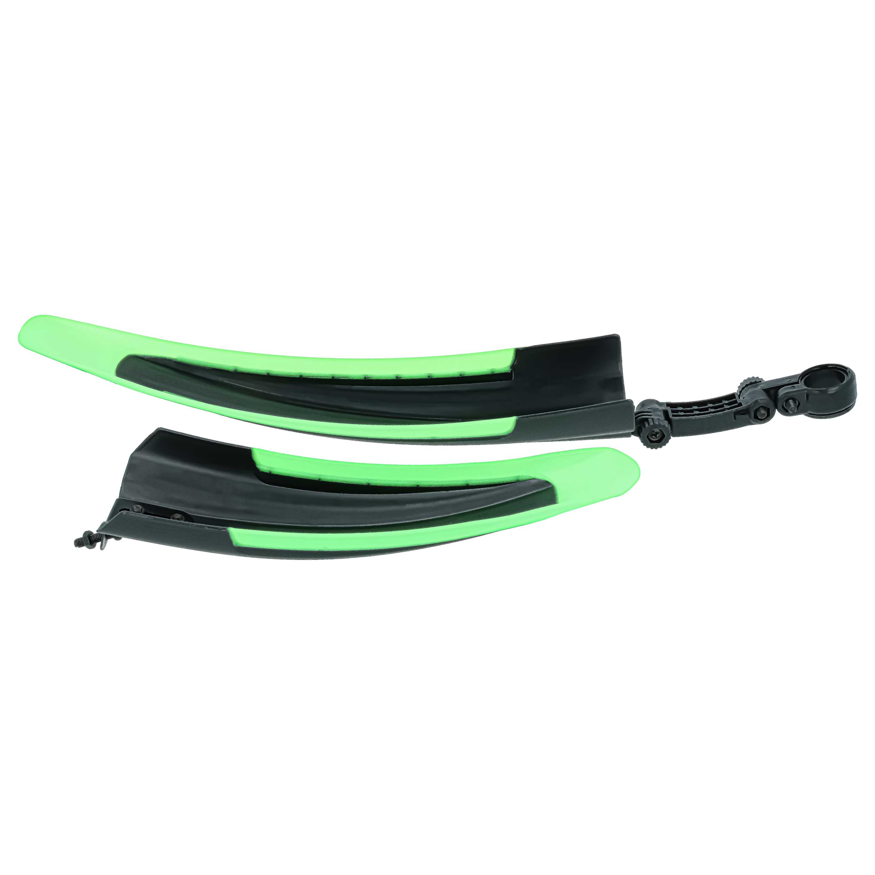 2x Parafango per ruota anteriore e ruota posteriore per mountain bike con pneumatici da 24/26 - nero / verde