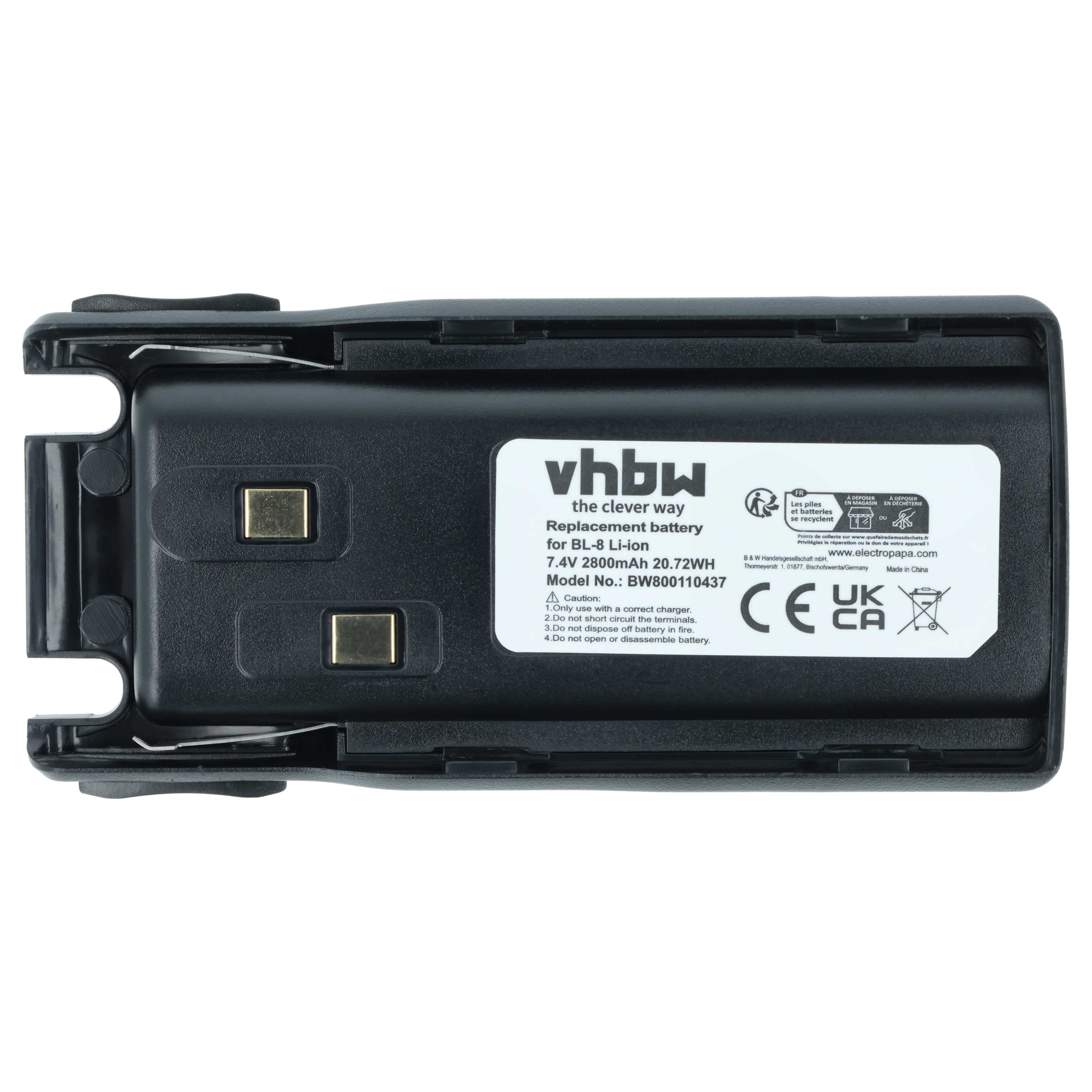 Radio Battery replaces Baofeng BL-8 - 2800 mAh 7.4 V Li-Ion