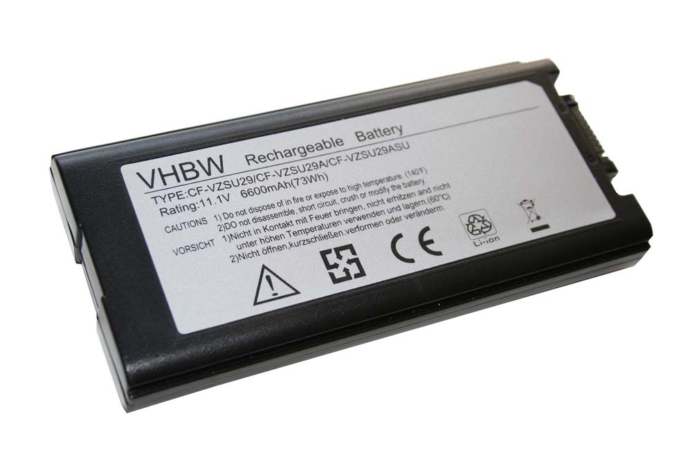 Batterie remplace Panasonic CF-VZSU29 pour ordinateur portable - 6600mAh 11,1V Li-ion, noir