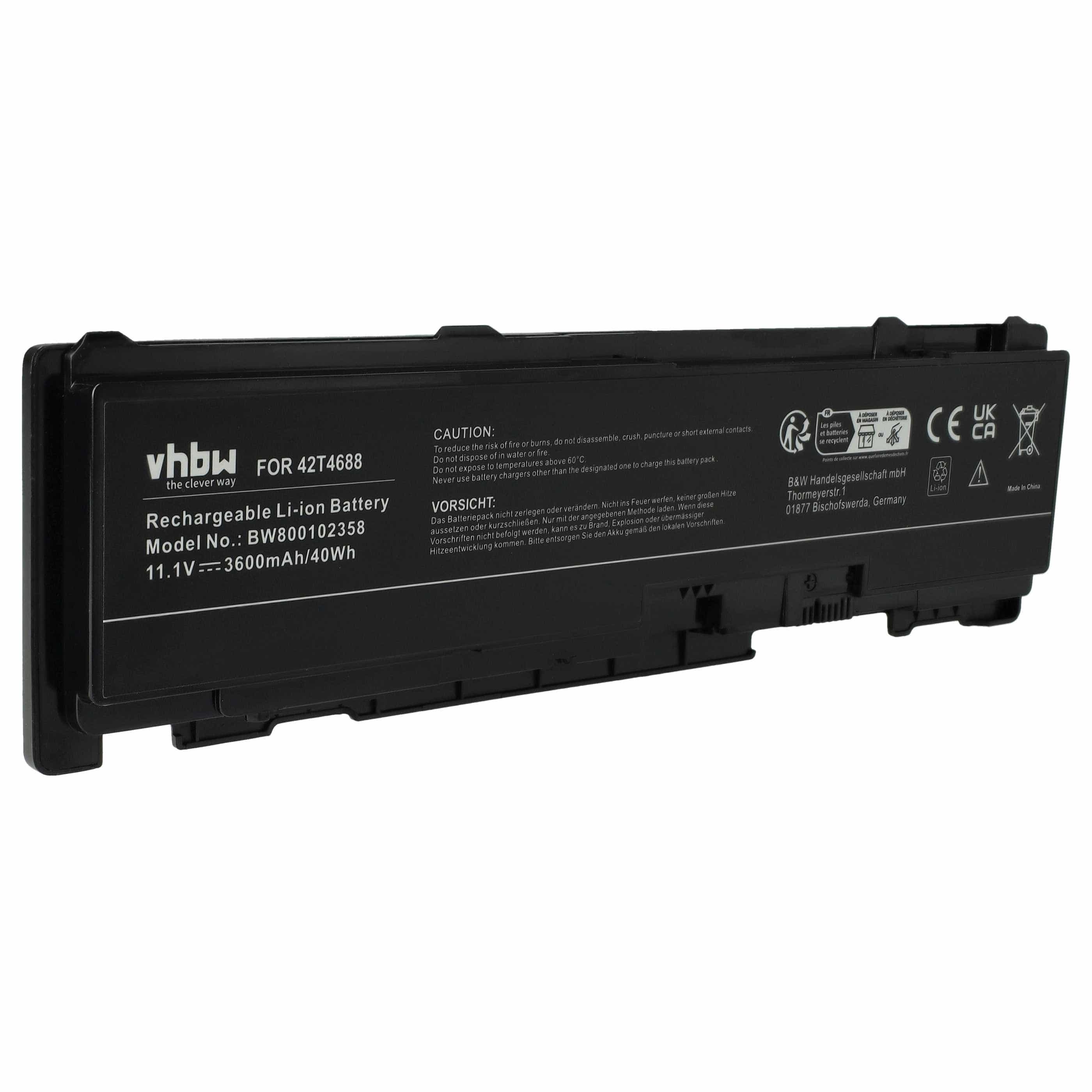 Akumulator do laptopa zamiennik Lenovo 42T4690, 42T4691, 42T4688, 42T4689 - 3600 mAh 11,1 V Li-Ion, czarny