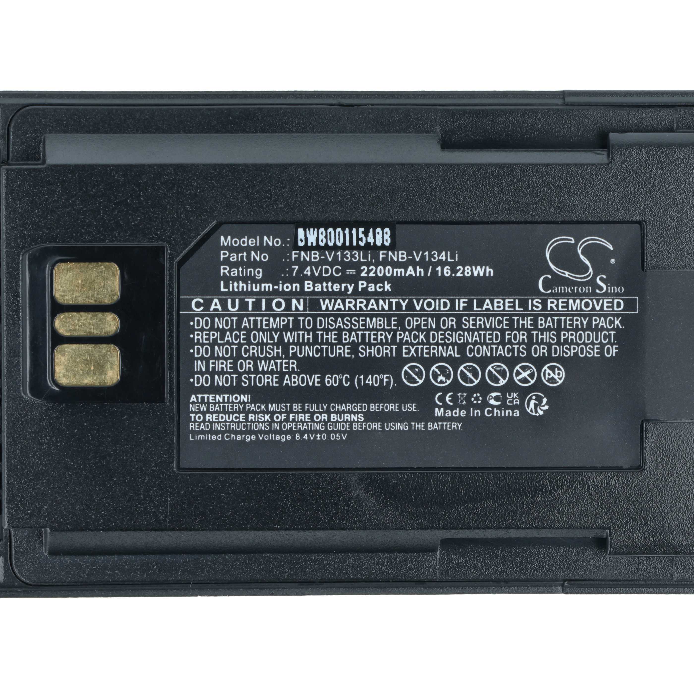 Radio Battery replaces Motorola AAJ67X001, AAJ68X001, AAK66X501 - 2200 mAh 7.4 V Li-Ion + Belt Clip