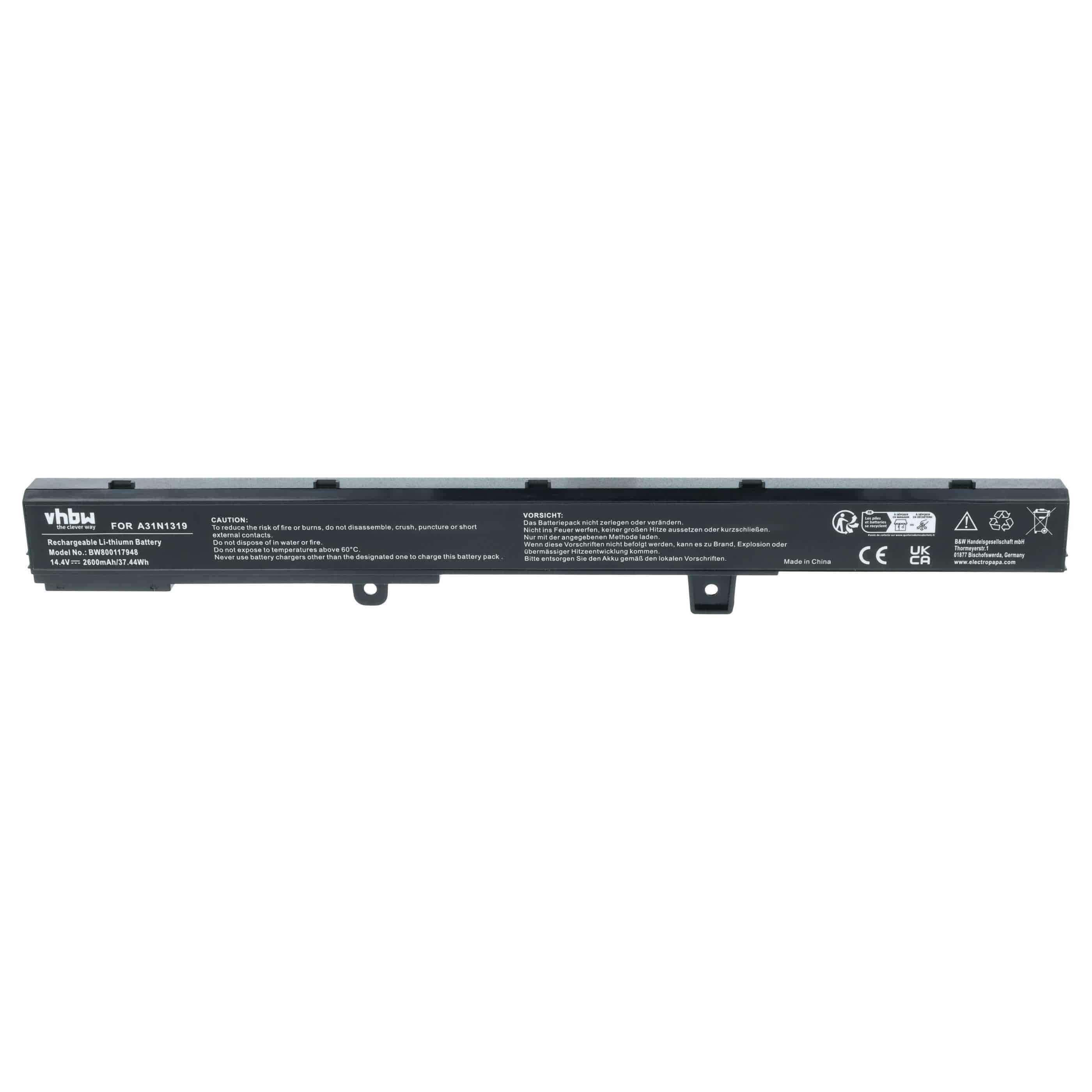 Akumulator do laptopa zamiennik Asus 0B110-00250100M - 2600 mAh 14,4 V Li-Ion, czarny