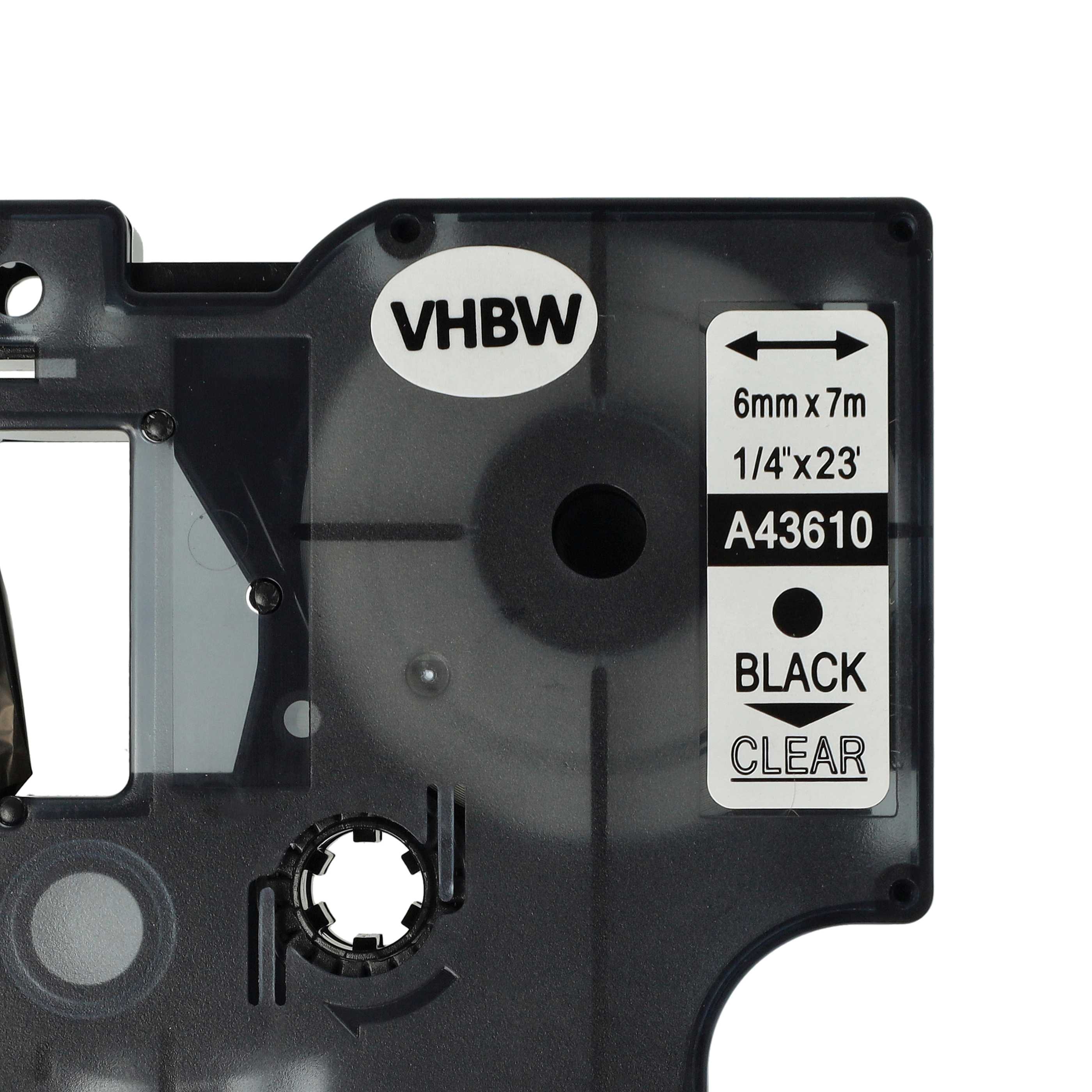 Label Tape replaces Dymo D1, 43610 - 6 mm Black to Transparent