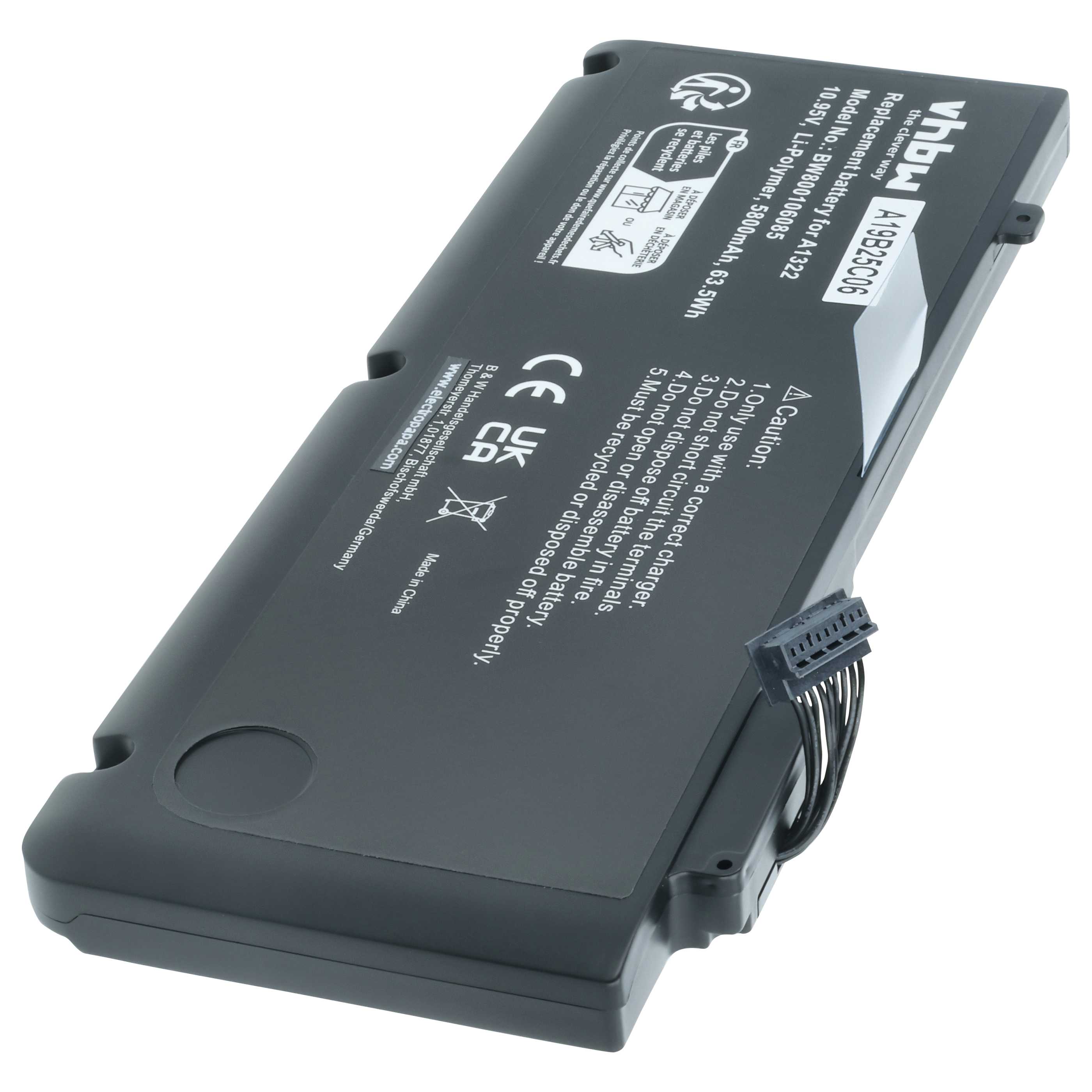 Batteria sostituisce Apple 661-5229, 661-5557, 661-5391, 020-6547-A per notebook - 5800mAh 10,95V Li-Poly nero