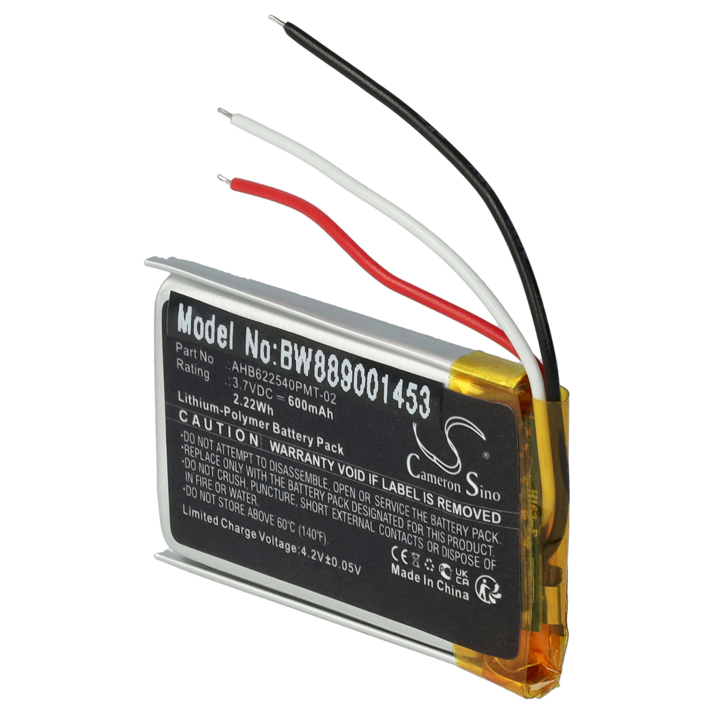 Batterie remplace Bang & Olufsen AHB622540PMT-02, 643826, 1643874 pour casque audio - 600mAh 3,7V Li-polymère