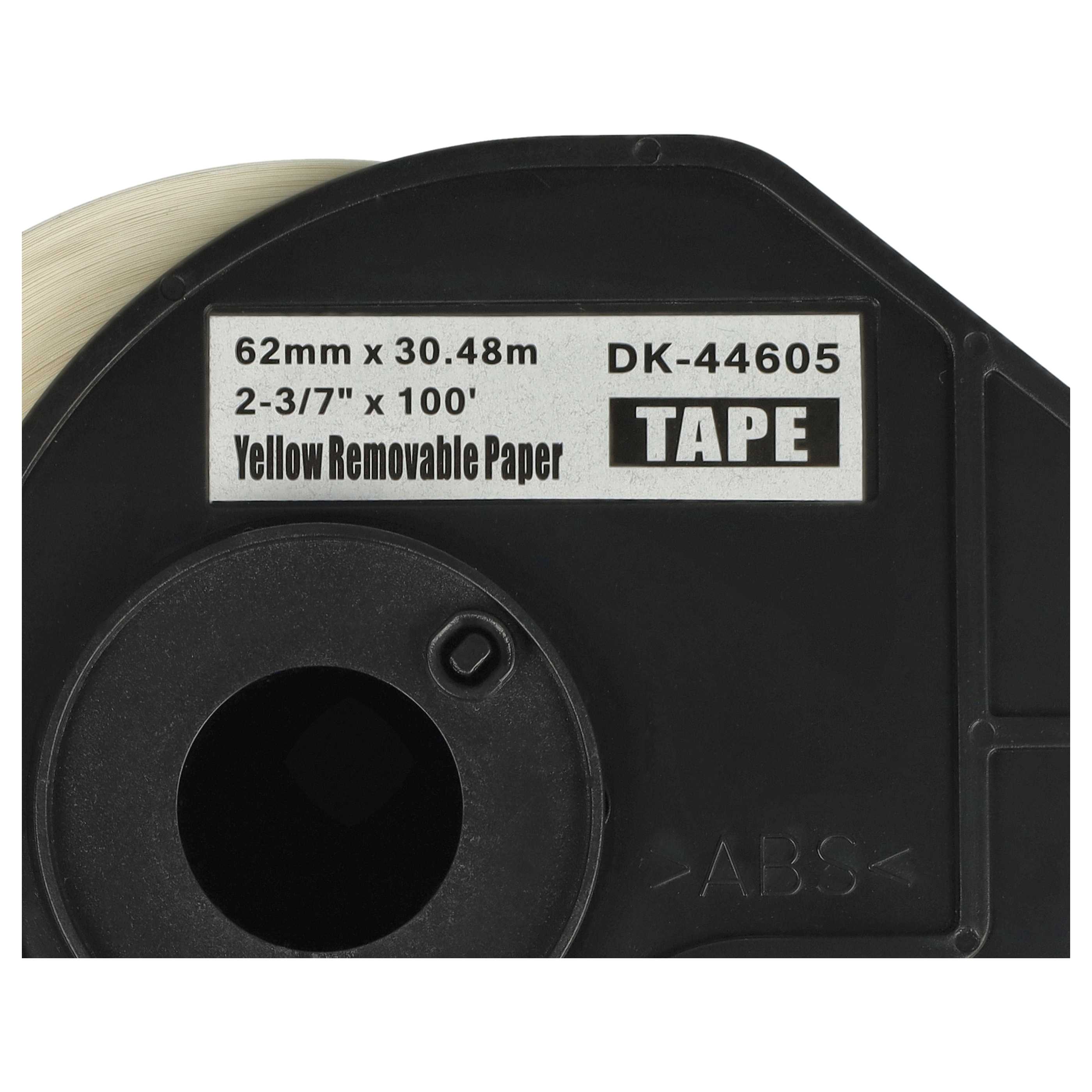 5x Label Roll replaces Brother DK-44605 Labeller - Self-Adhesive 62 mm x 30.48 m + Holder