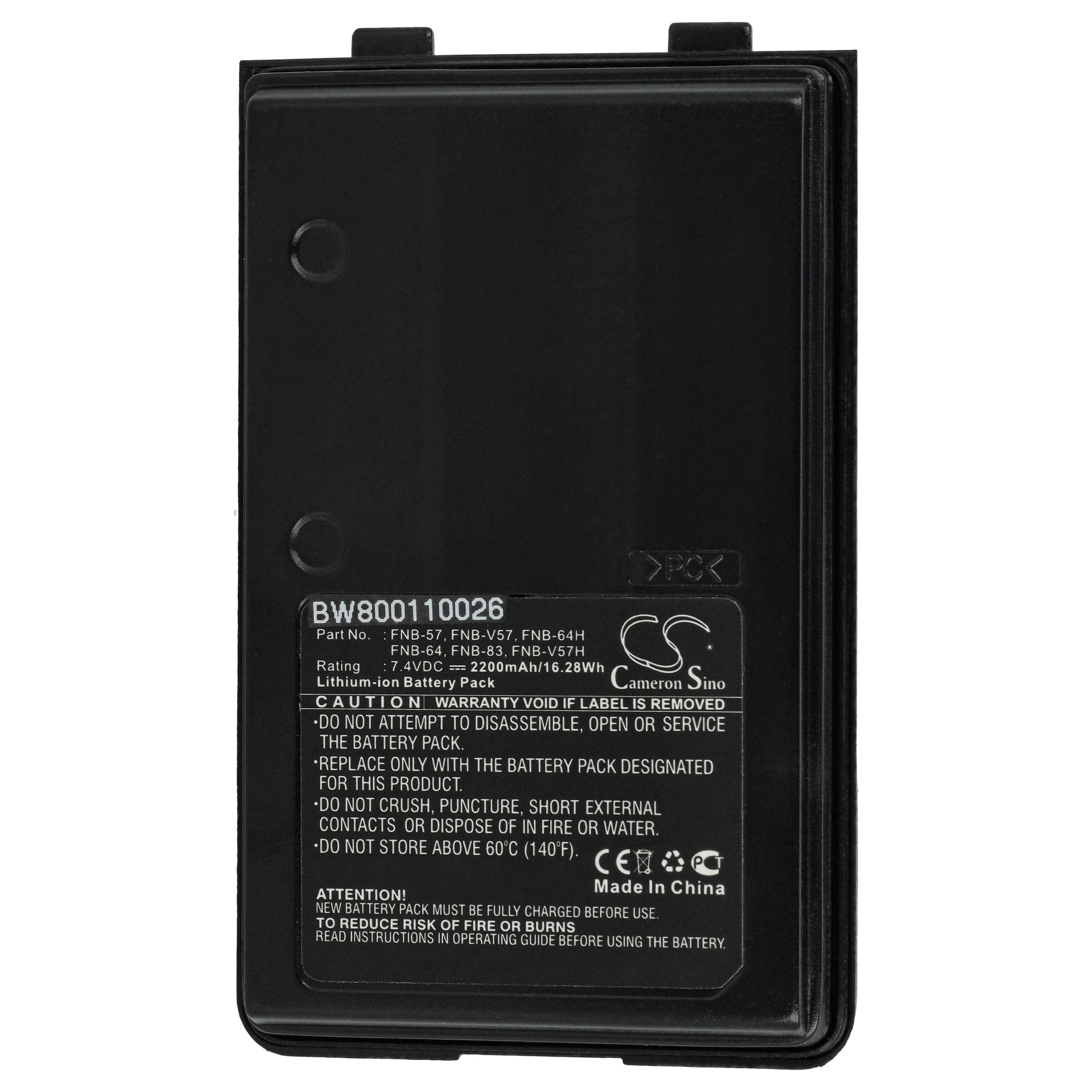 Batteria sostituisce Yaesu Vertex FNB-57, FNB-64, AAJ66X001 per dispositivo radio - 2000mAh 7,4V Li-Ion