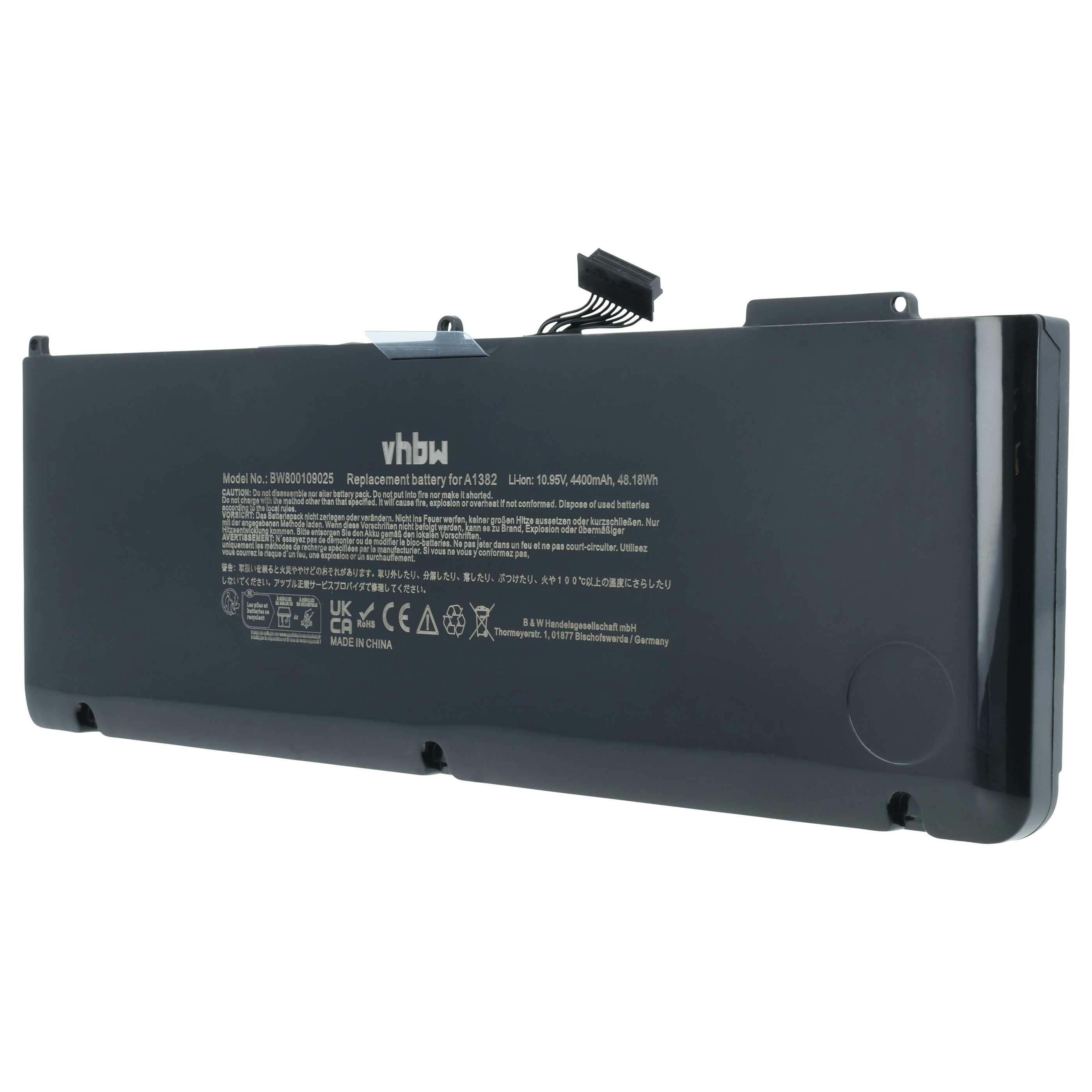 Batteria sostituisce Apple A1382, 020-7134-01, 020-7134-A, 661-5844 per notebook - 4400mAh 10,95V Li-Poly nero