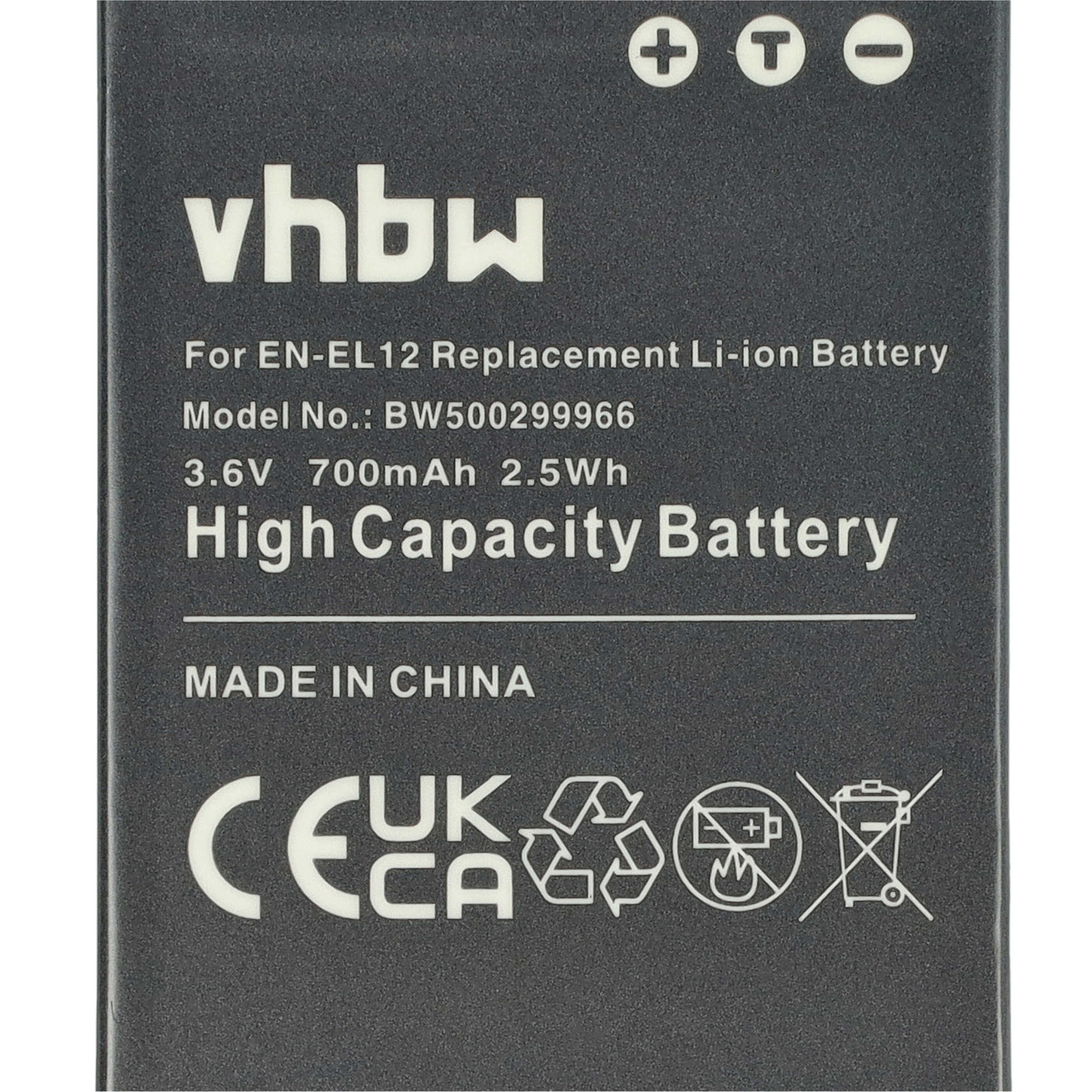 2x Battery replaces Nikon EN-EL12 - 700mAh, 3.6V, Li-Ion
