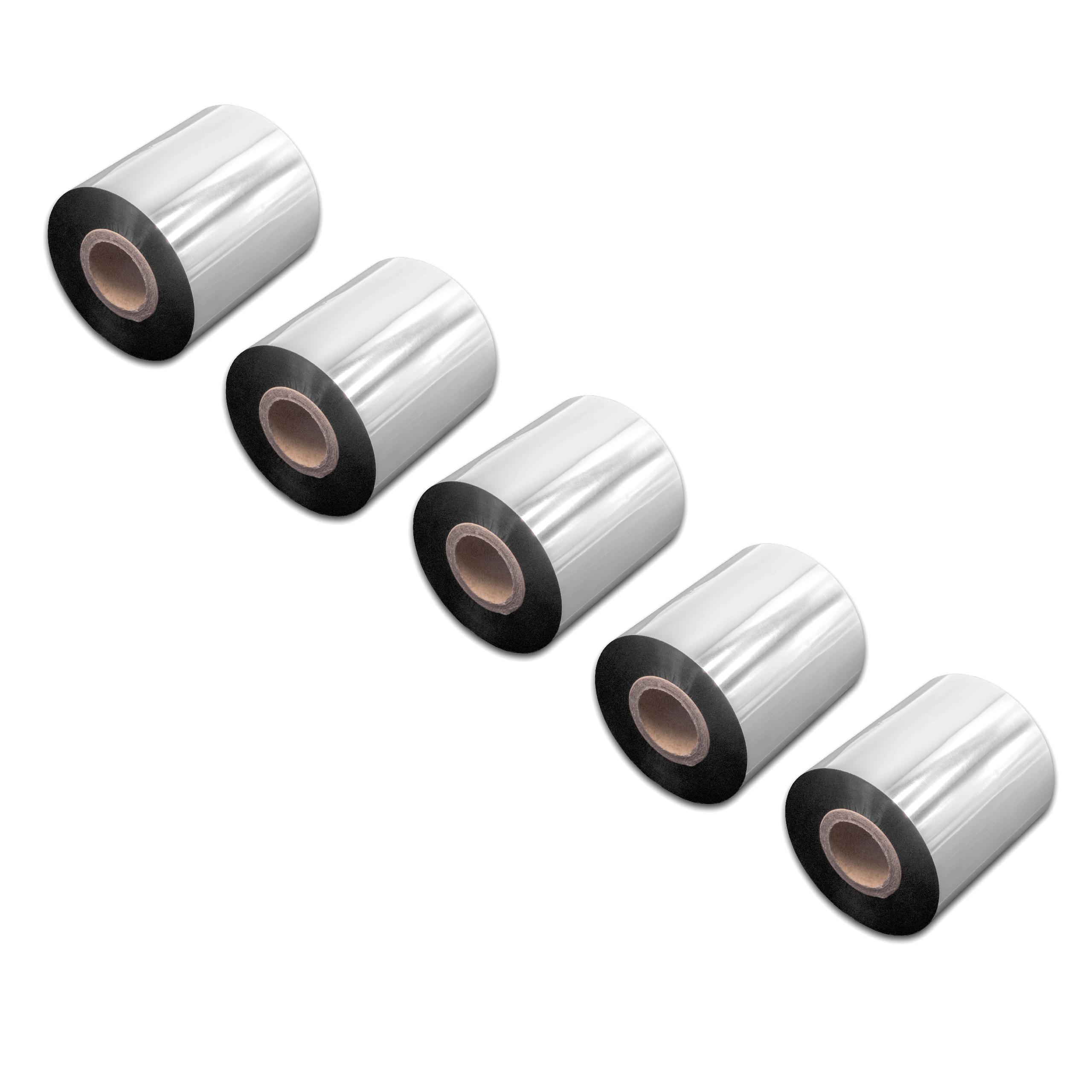 5x Thermotransferband passend für Godex, Printronix, TSC, Valentin Drucker u.a. - 70 mm x 300 m, Wachs Harz