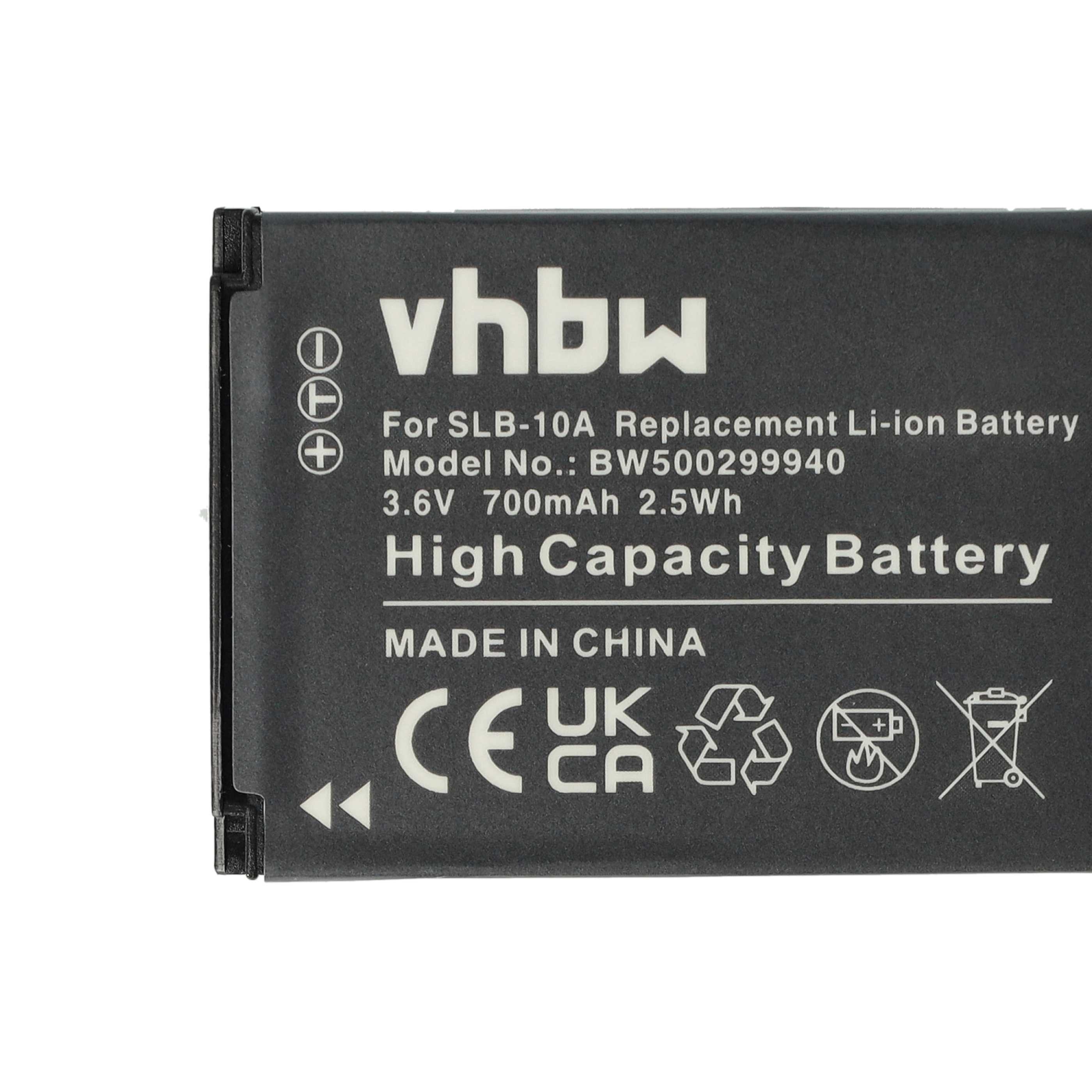3x Battery replaces Samsung BP-10A, BP10A, SLB-10A - 700mAh, 3.6V, Li-Ion