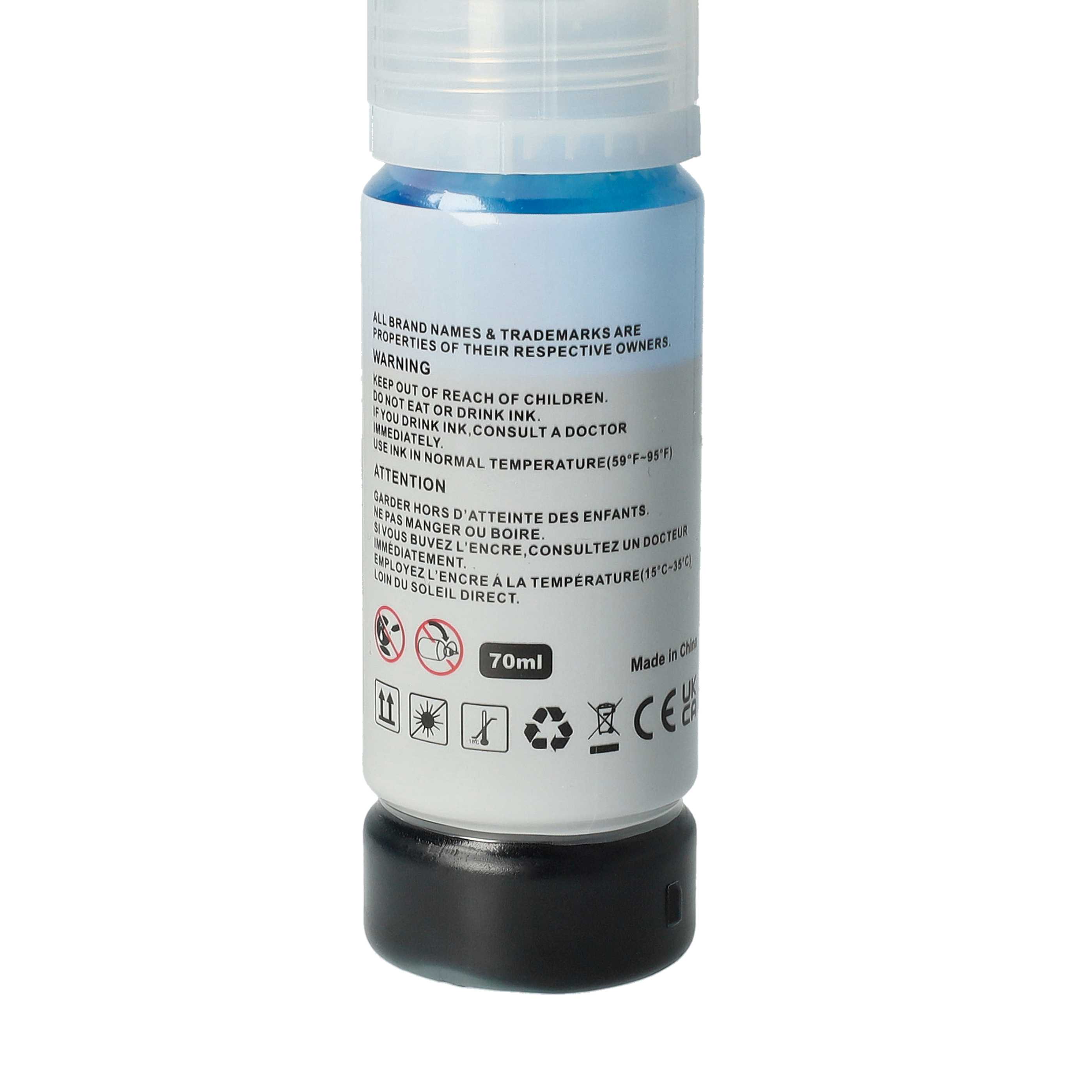 Refill Ink Dye Cyan replaces Epson C13T03R240, for Epson Printer etc., 70 ml