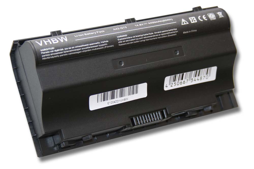 Batterie remplace Asus A42-G75 pour ordinateur portable - 4400mAh 14,8V Li-ion, noir