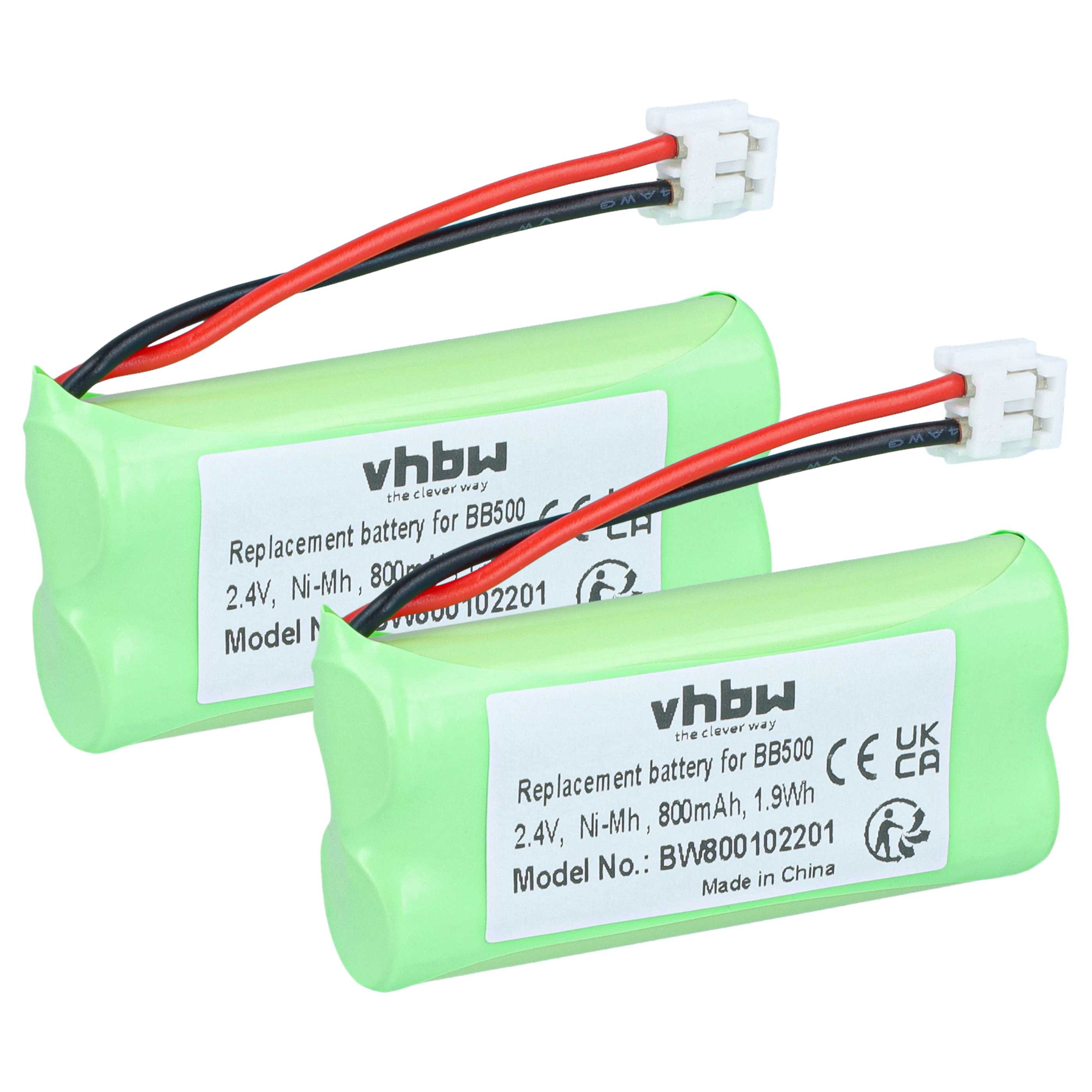 2x Batteries remplace 60AAAH2BMJ, BC102906, 87C, BT-34H, T377 pour téléphone Binatone - 800mAh 2,4V NiMH
