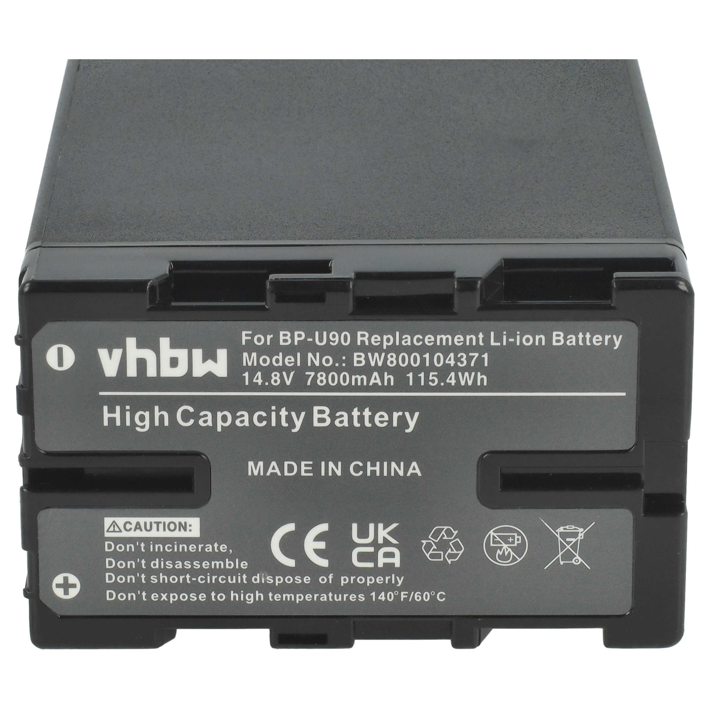 Videocamera Battery replaces Sony BP-U90, BP-U60, BP-U30, BP-U95 - 7800 mAh 14.8 V Li-Ion
