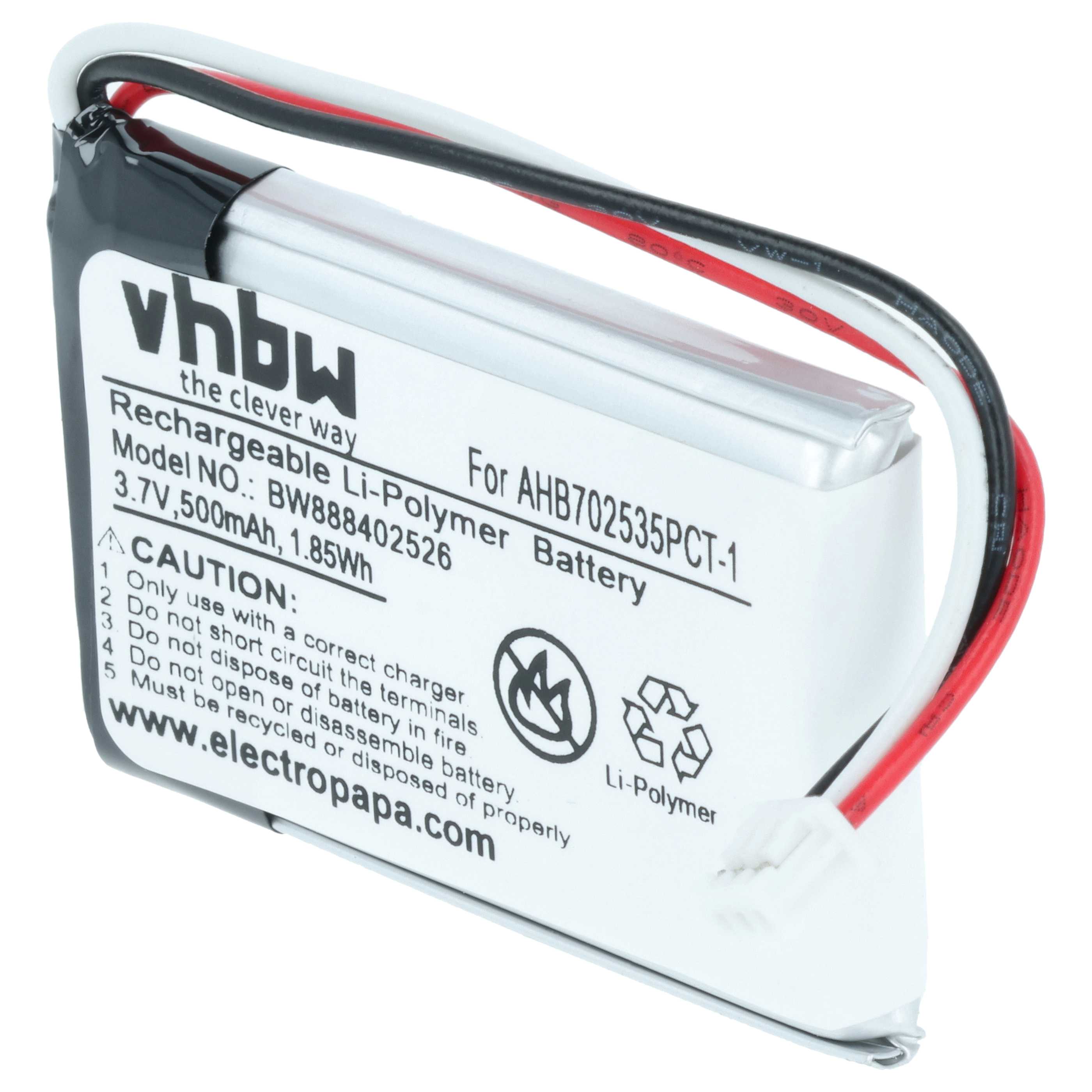 Akumulator do słuchawek bezprzewodowych zamiennik Sennheiser AHB702535PCT-01 - 500 mAh 3,7 V LiPo