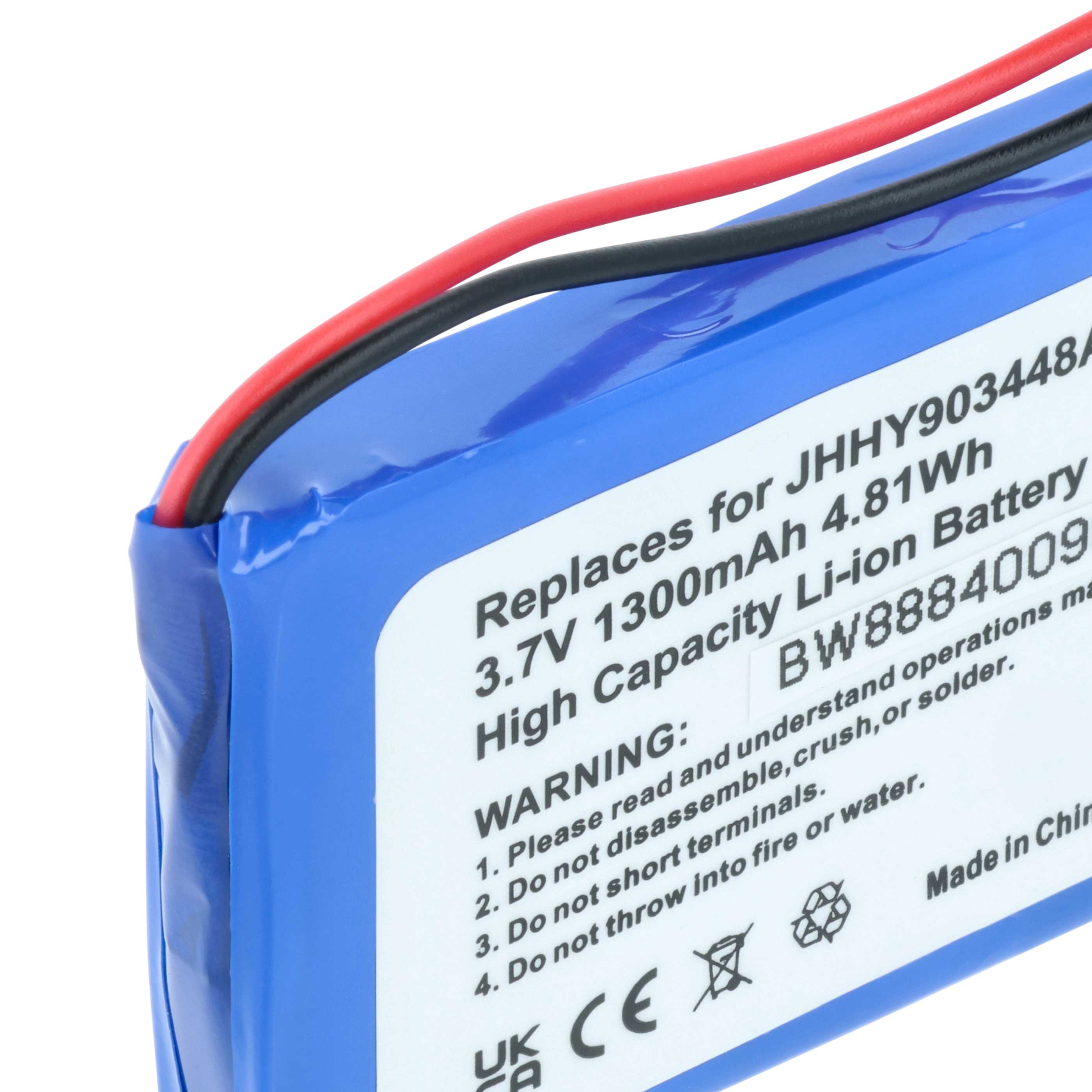 Radio 2x Battery replaces Albrecht 083448, JHHY903448A - 1300 mAh 3.7 V Li-Ion