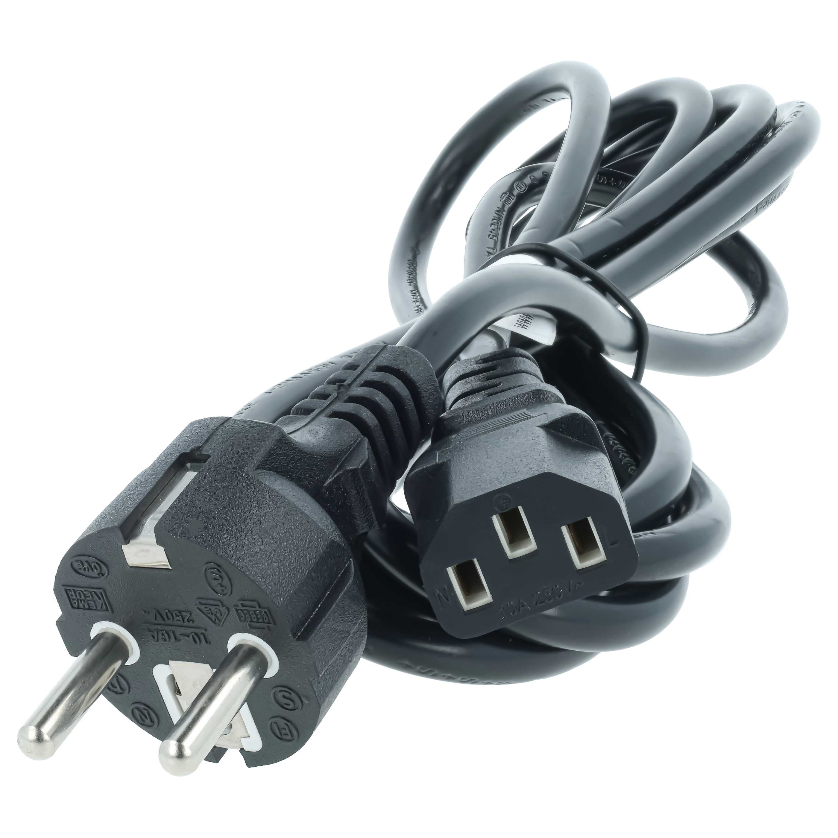 5x C13 Power Cable Euro Plug suitable for Devices e.g. PC Monitor Computer - 3 m