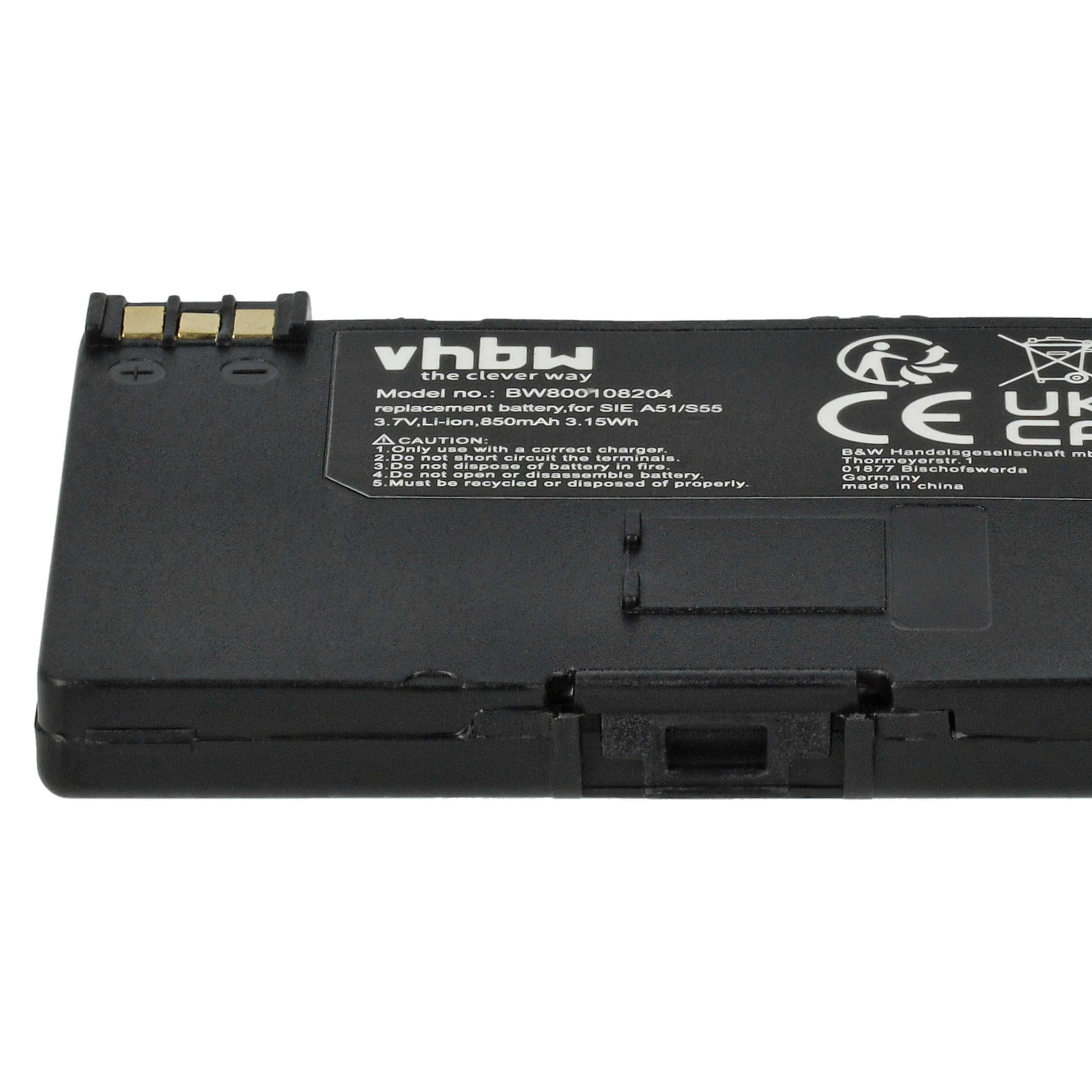 10x Akumulator do telefonu smartfona zamiennik EBA-510, L36145-K1310-X401, BASIC56 - 850 mAh 3,7 V Li-Ion