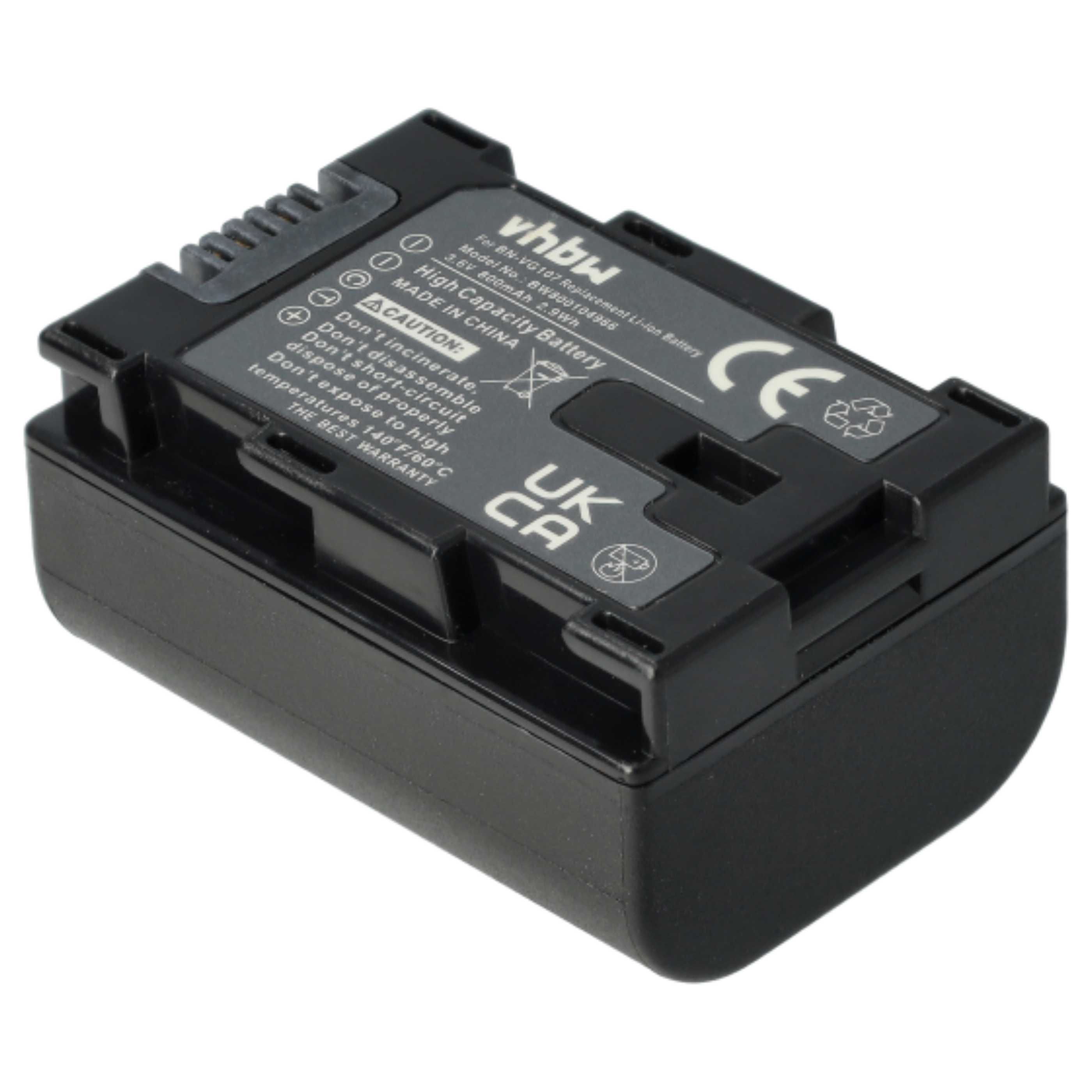 Videocamera 2x Battery replaces JVC BN-VG107, BN-VG107U, BN-VG107E, BN-VG107US - 800 mAh 3.6 V Li-Ion