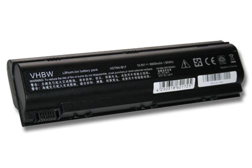 Batterie remplace HP 383493-001, 367760-001, 367759-001 pour ordinateur portable - 8800mAh 10,8V Li-ion, noir
