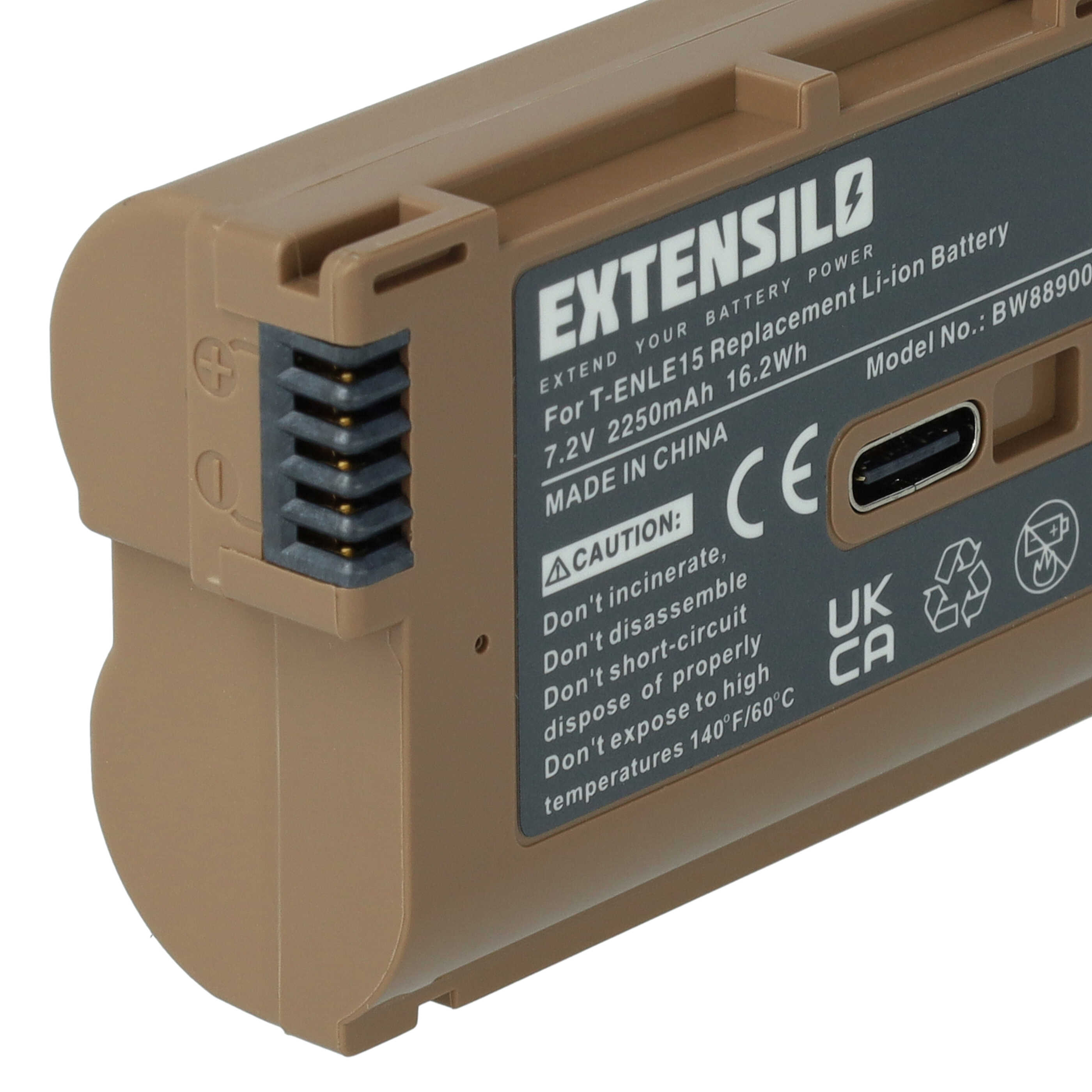 Battery Replacement for Nikon EN-EL15, EN-EL15b, EN-EL15A - 2250mAh, 7.2V, Li-Ion with Info Chip with USB Port