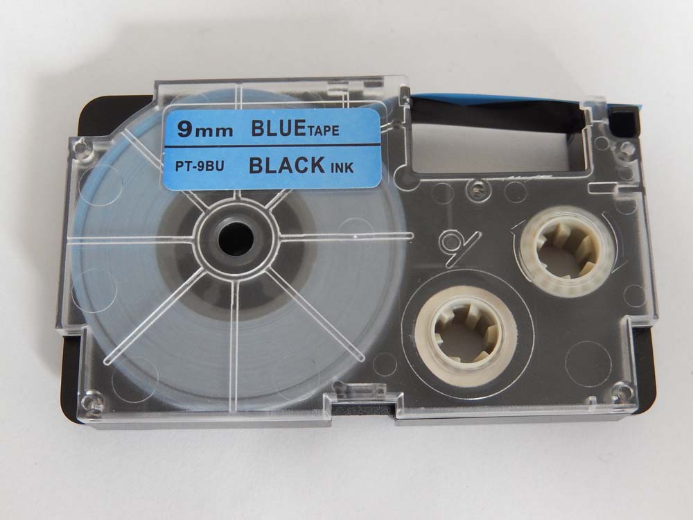 Label Tape as Replacement for Casio XR-9BU1 - 9 mm Black to Blue