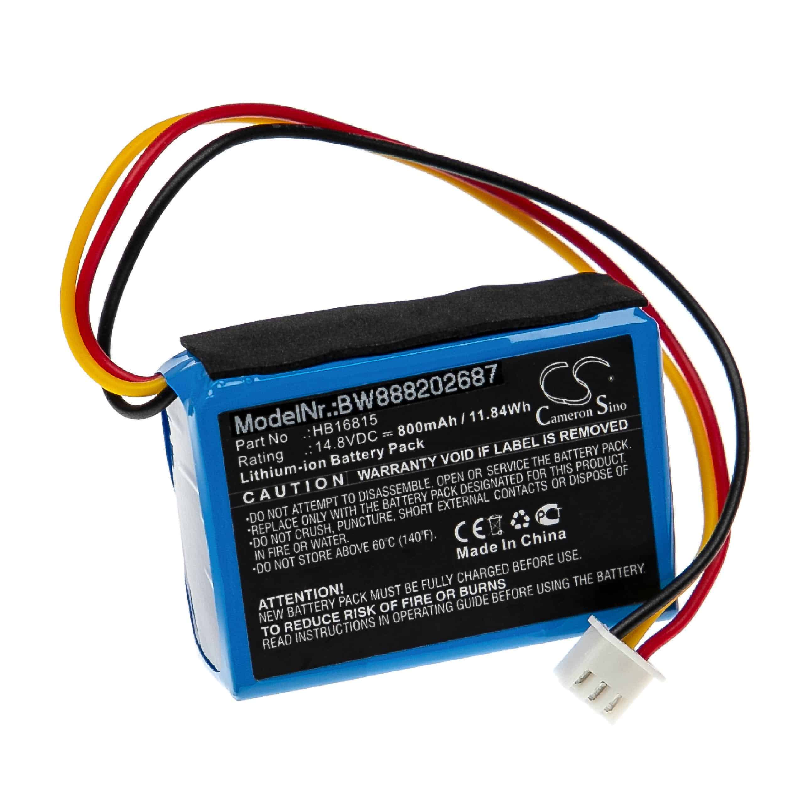 Battery Replacement for Hobot HB16815 for - 800mAh, 14.8V, Li-Ion
