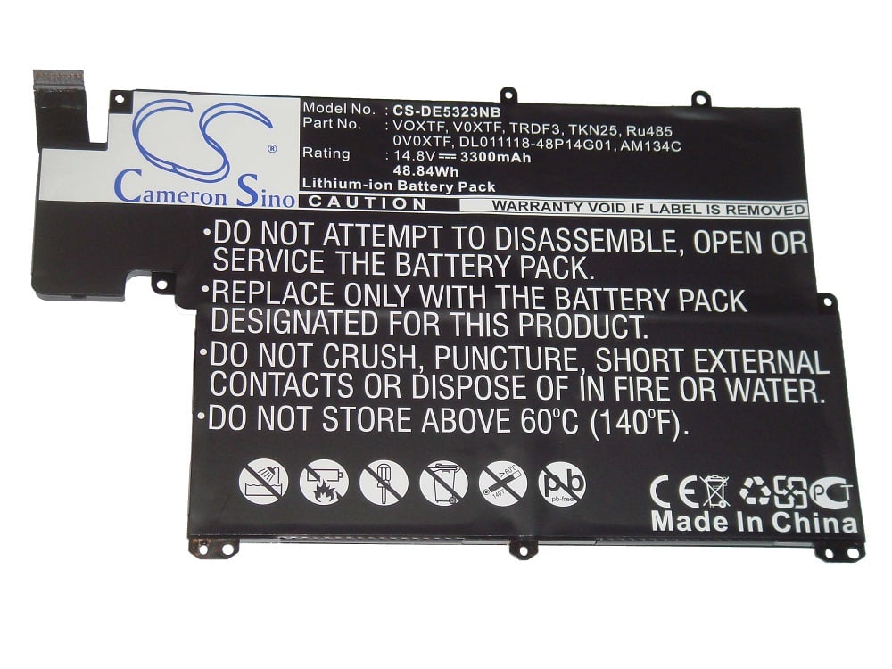 Notebook Battery Replacement for Dell AM134C, DL011118-48P14G01, 0V0XTF - 3300mAh 14.8V Li-polymer, black