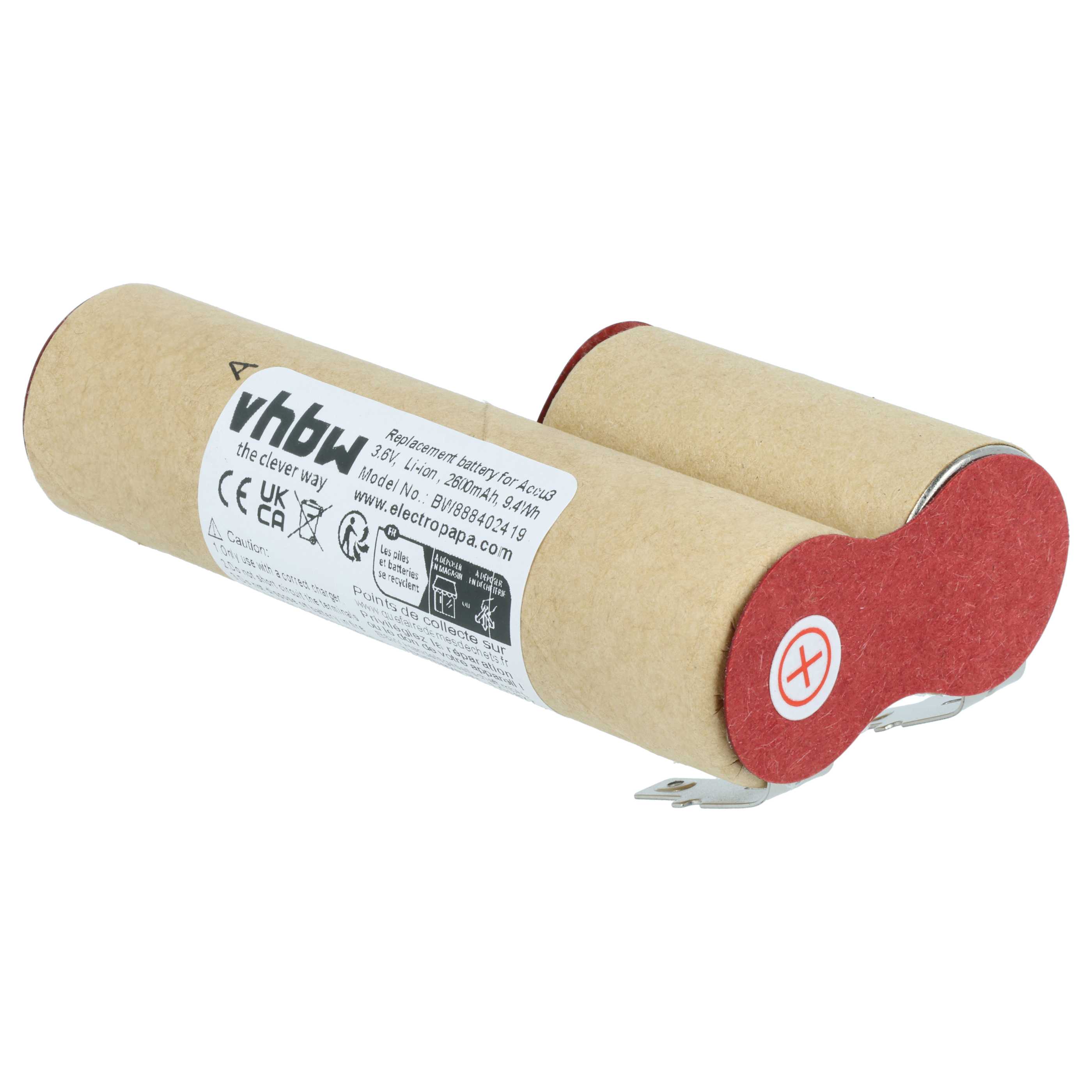 Battery replaces Gardena Accu3 - 2600 mAh 3.6 V NiMH