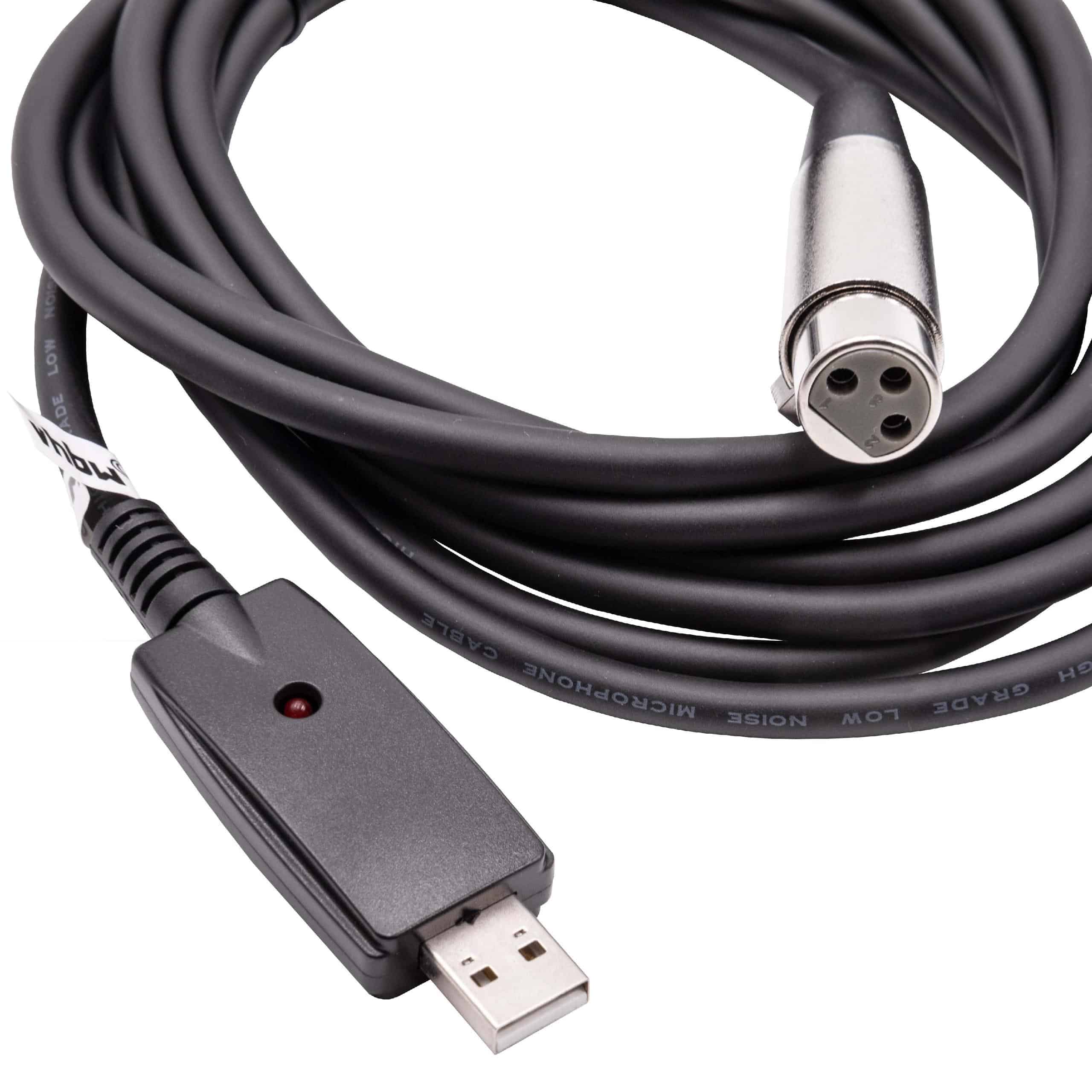 vhbw Cable adaptador USB 2.0 a clavija hembra XLR 3 pines - 2,8 m Cable de audio, cable de micrófono, cable US