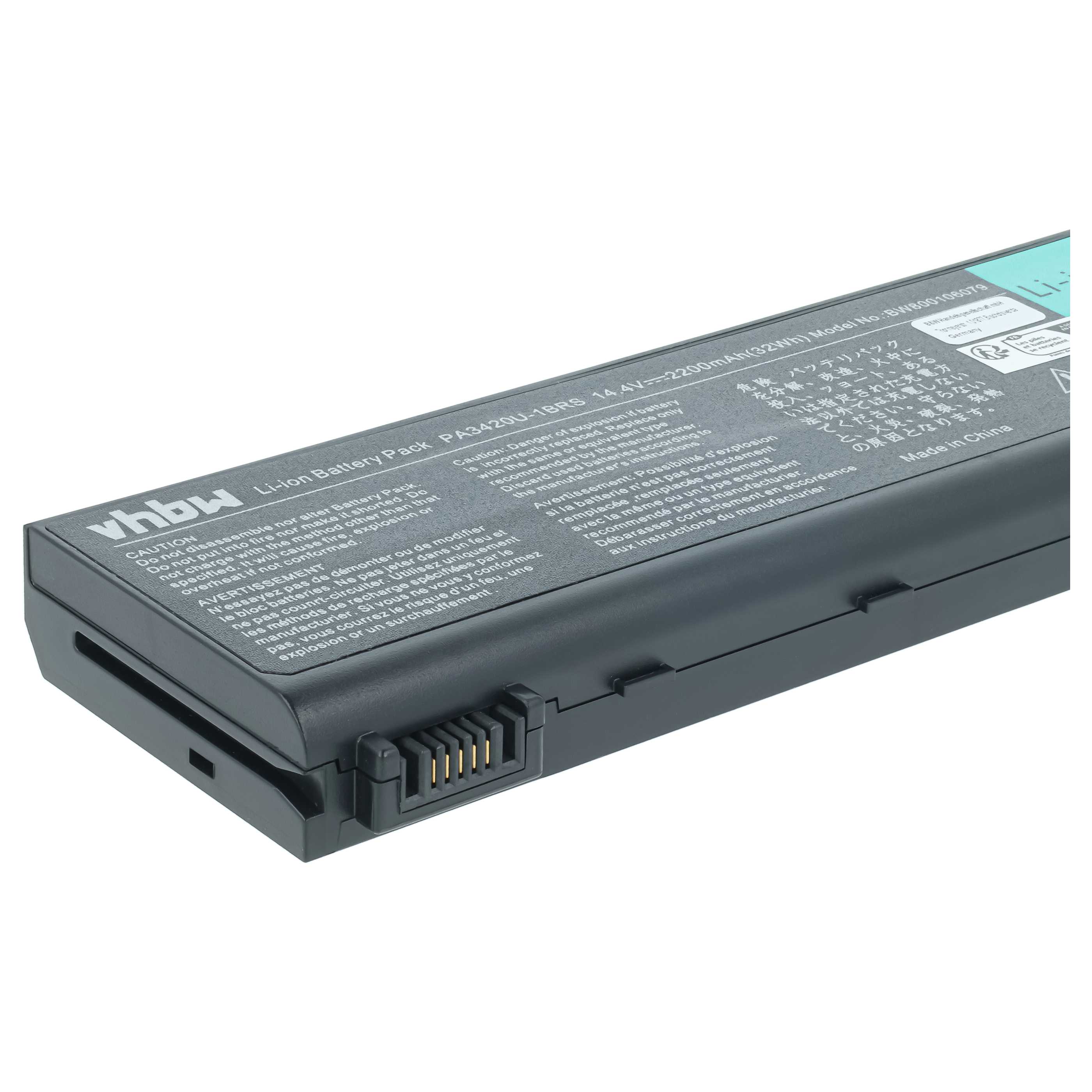 Batterie remplace Toshiba PA3420U-1BAC pour ordinateur portable Toshiba- 2200mAh 14,8V Li-ion, noir