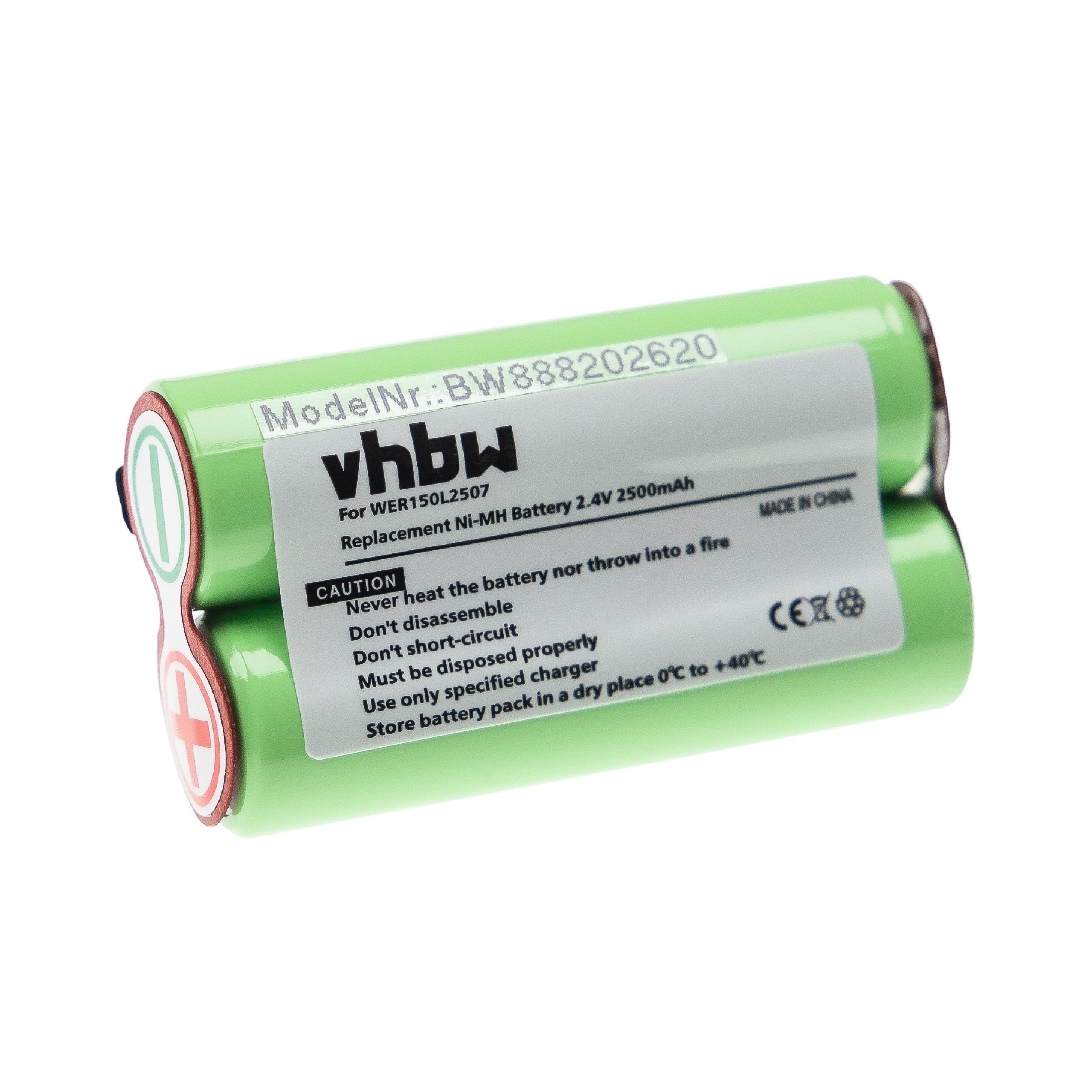 Batterie remplace Panasonic WER150L2507 pour rasoir électrique - 2500mAh 2,4V NiMH